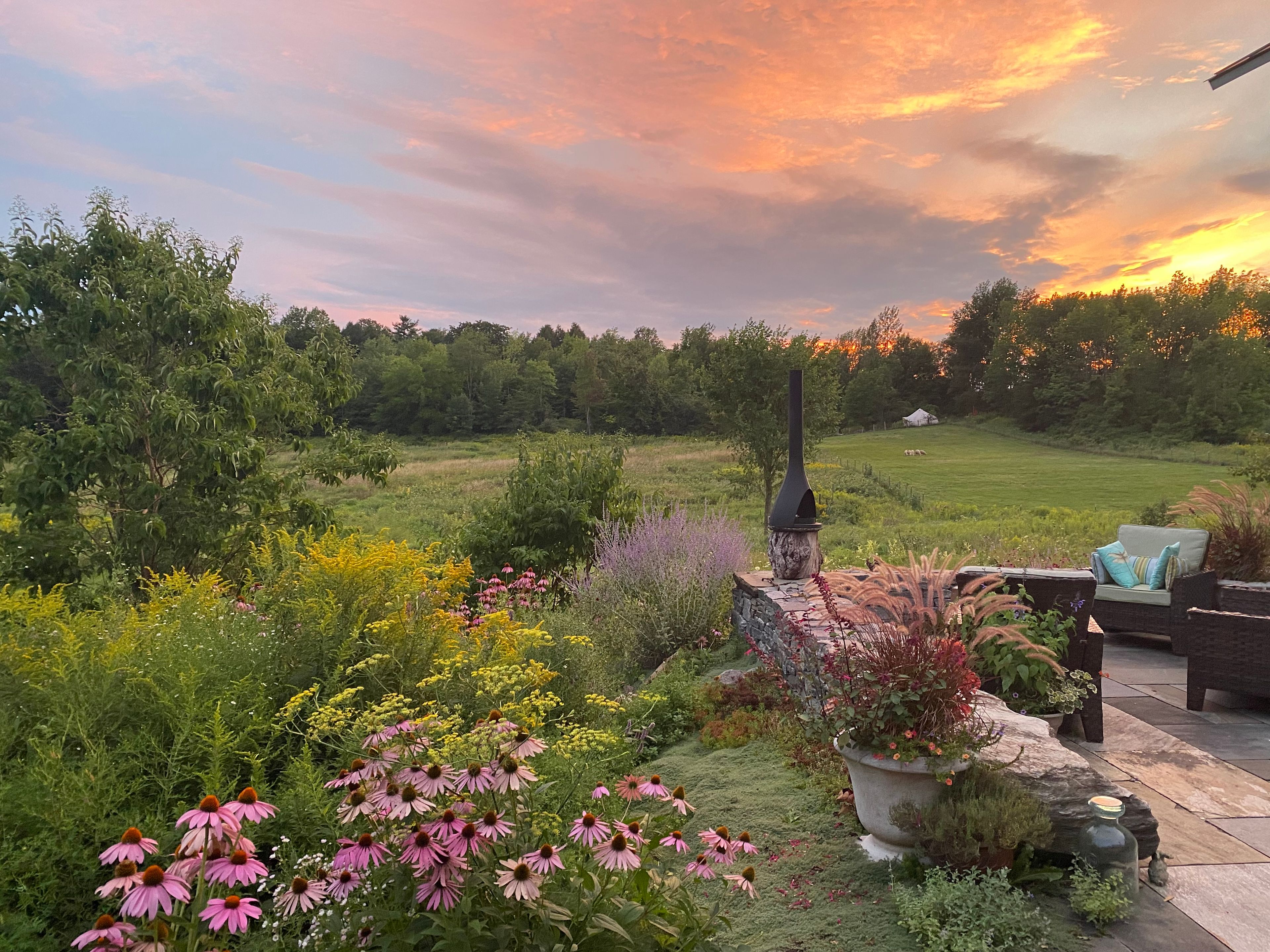 View from the main house to Sunrise tent.