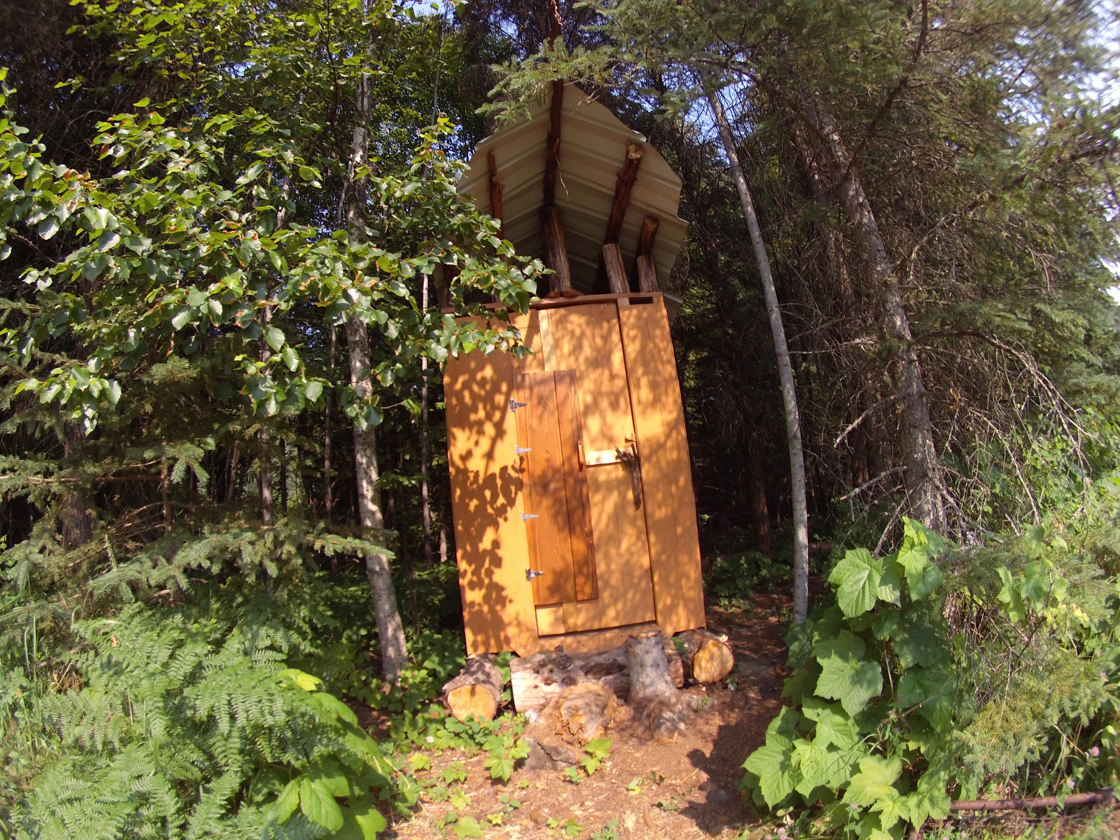Watch the top step, she's a little wobbly, but all in all, a fine outhouse built in 2021.