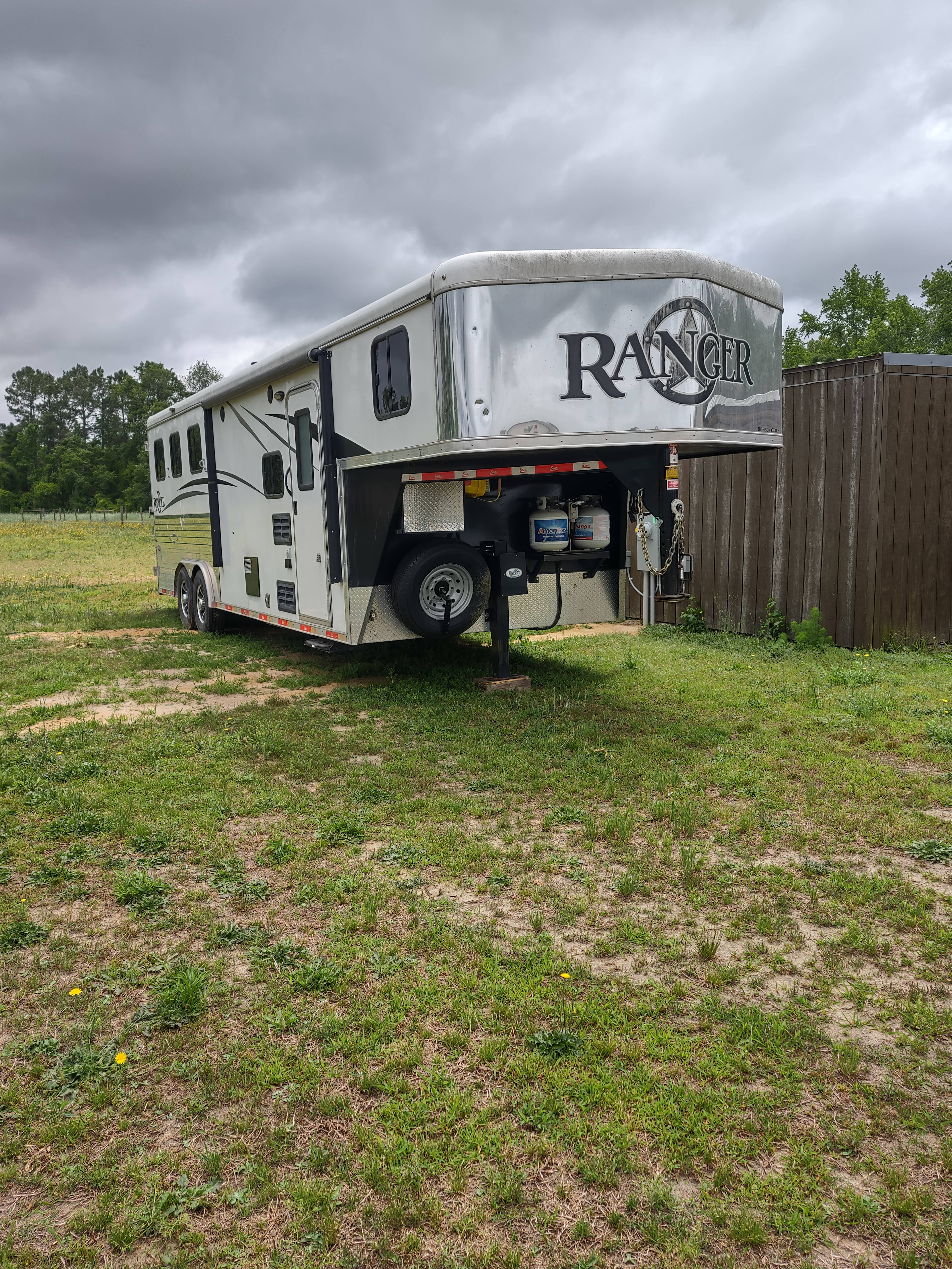 Horse trailer staying the night!