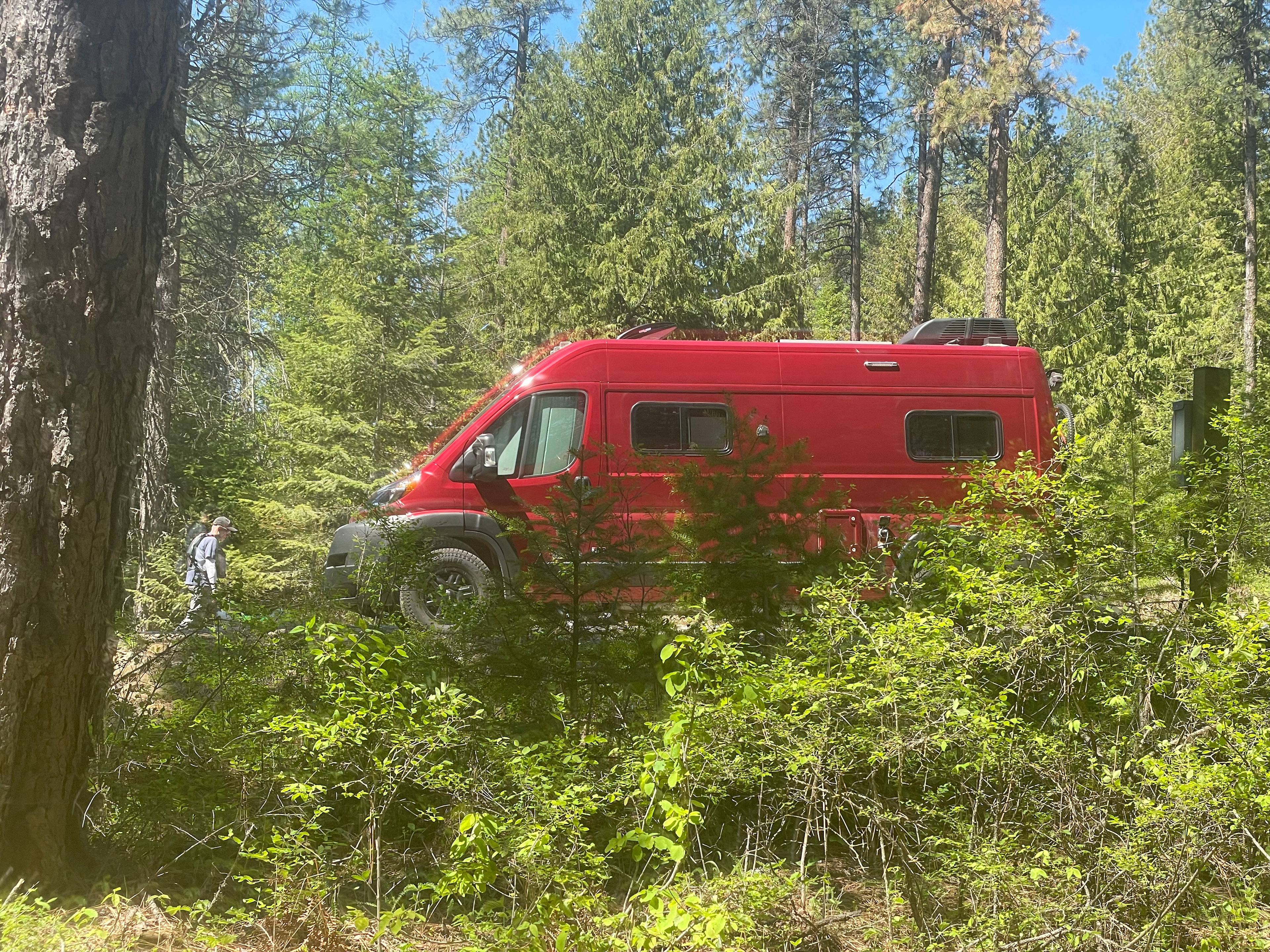 View of our campsite from the private road below.