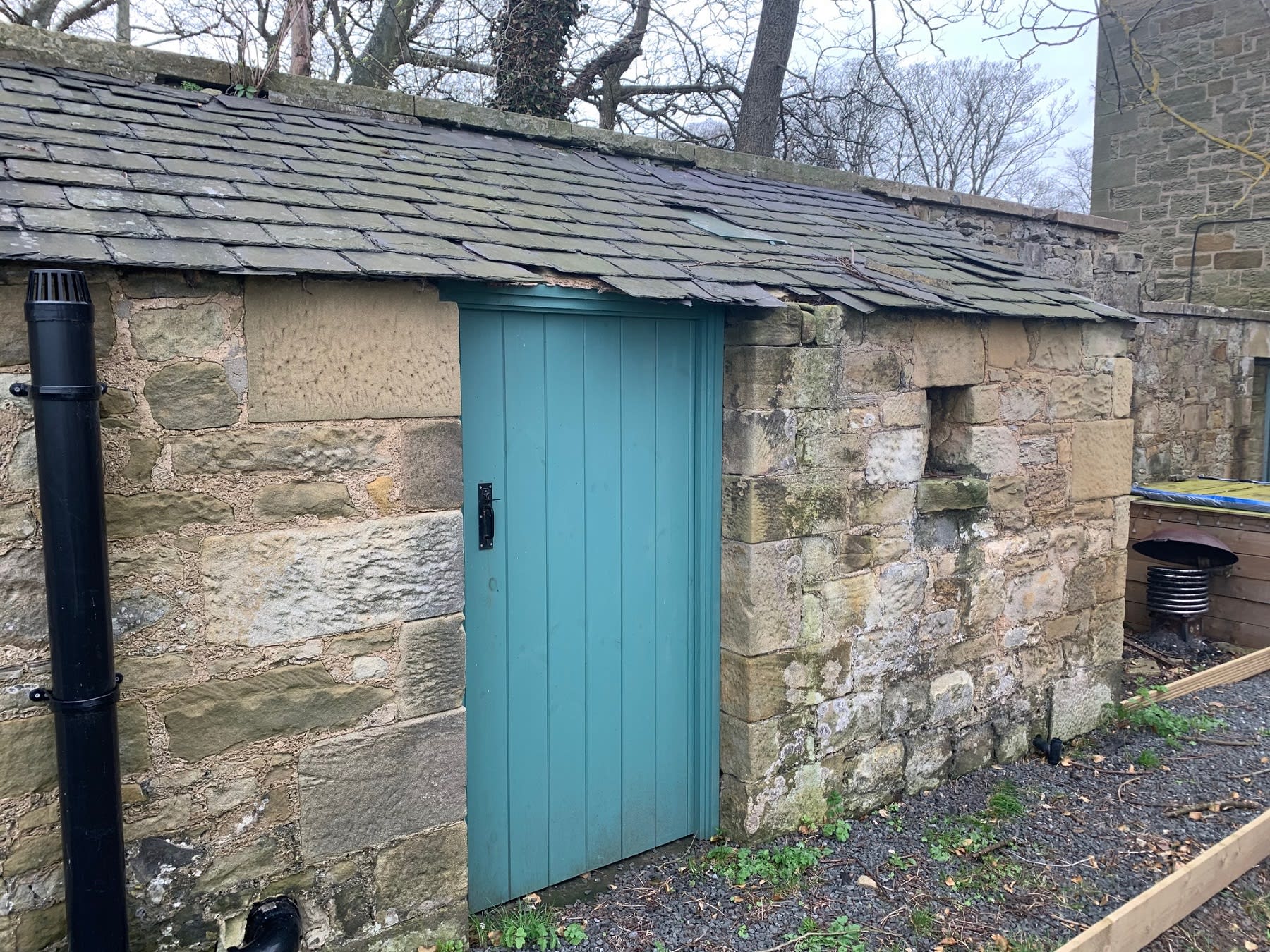 Shower block with flushing toilet