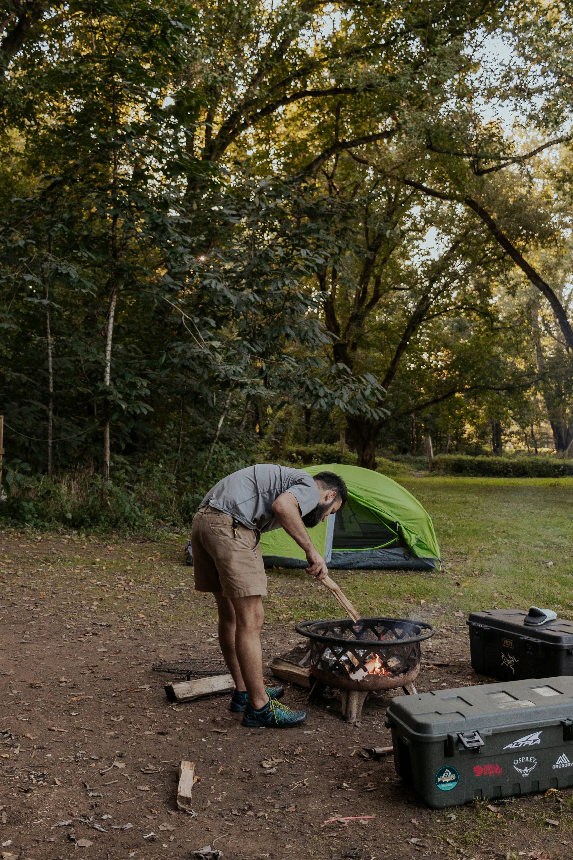 Fire pit in use.