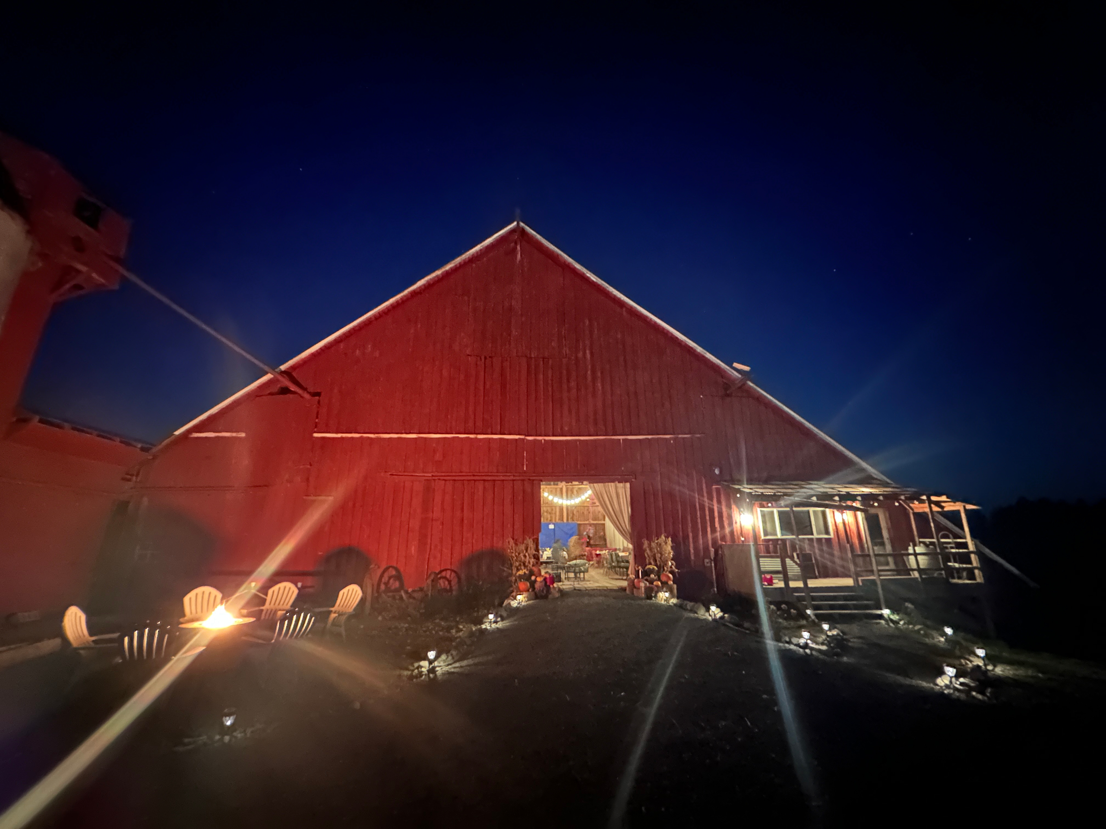 The RV site is right in front of the barn