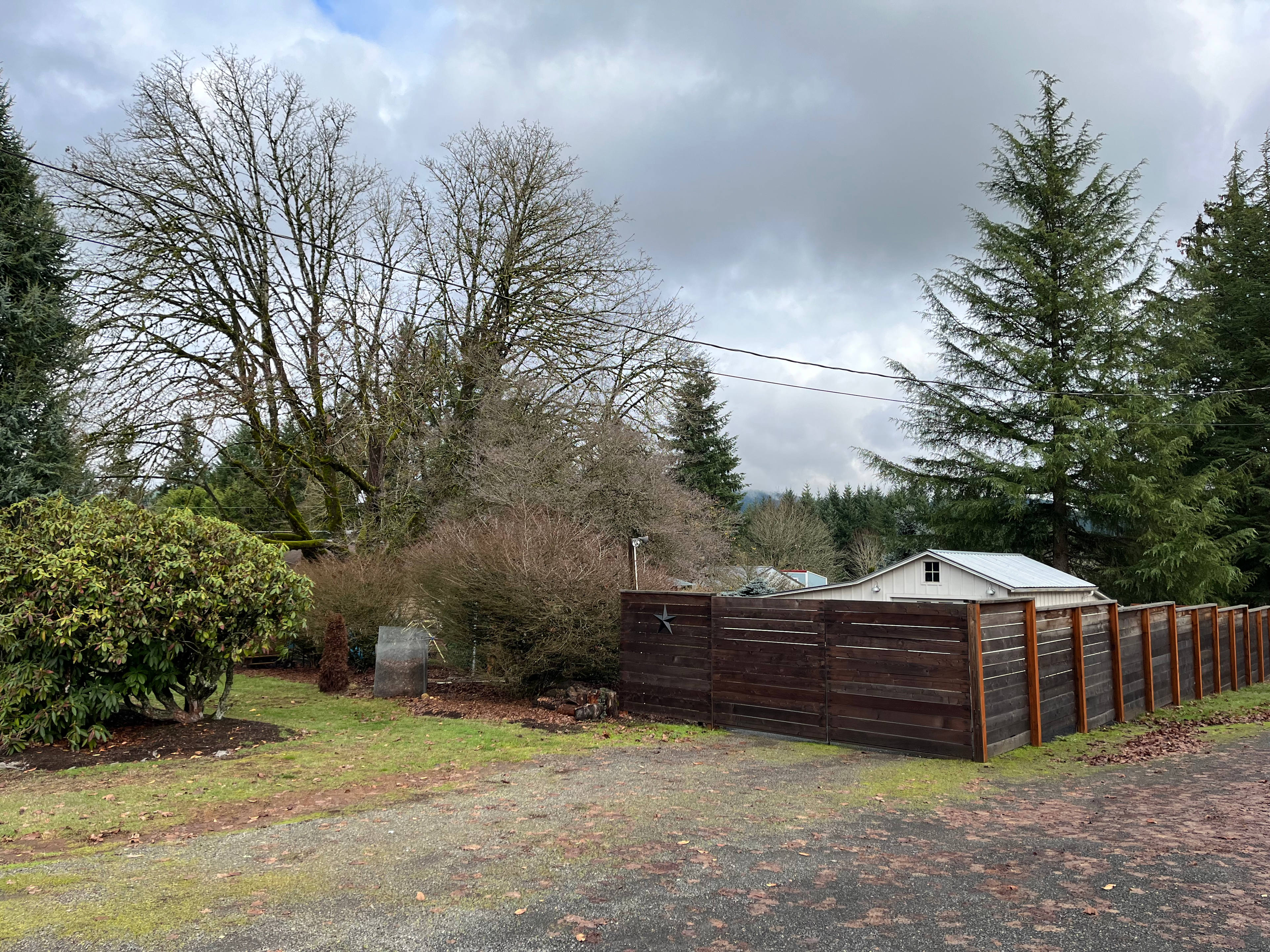 The gate can be closed and latched for privacy.