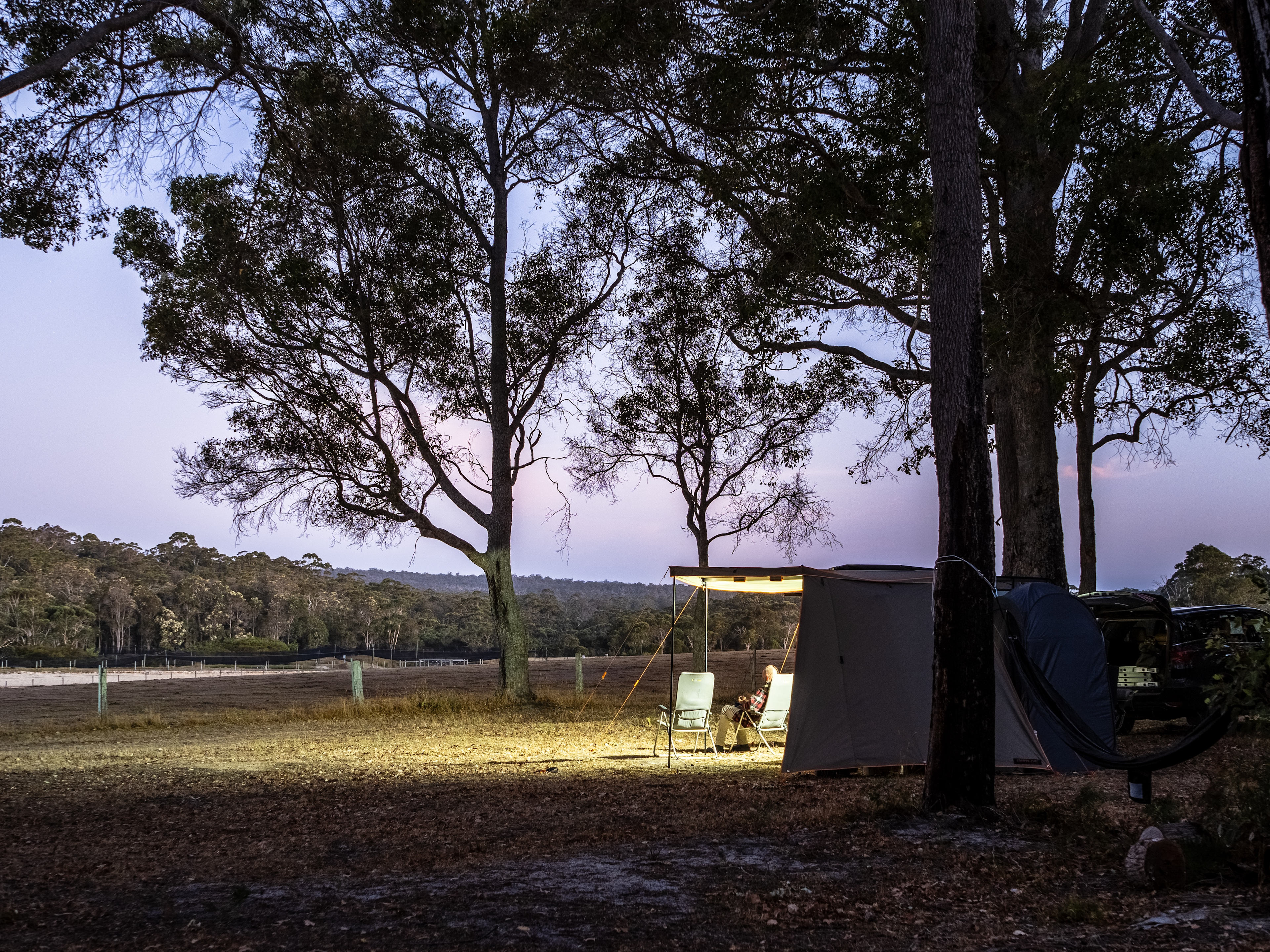 Sunset and moonrise over the valley in front of our site, it was beautiful!