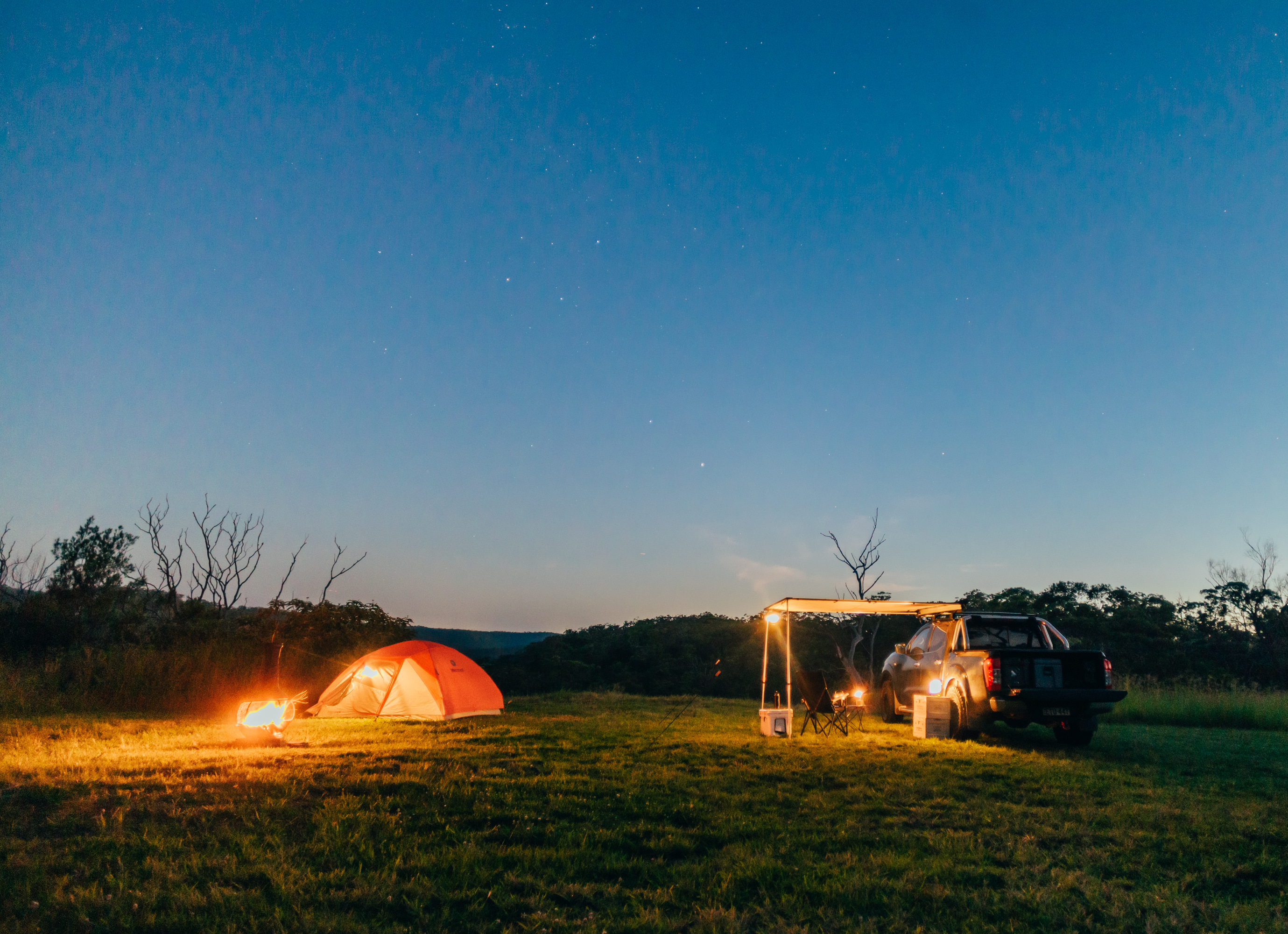 Blue light at the camp