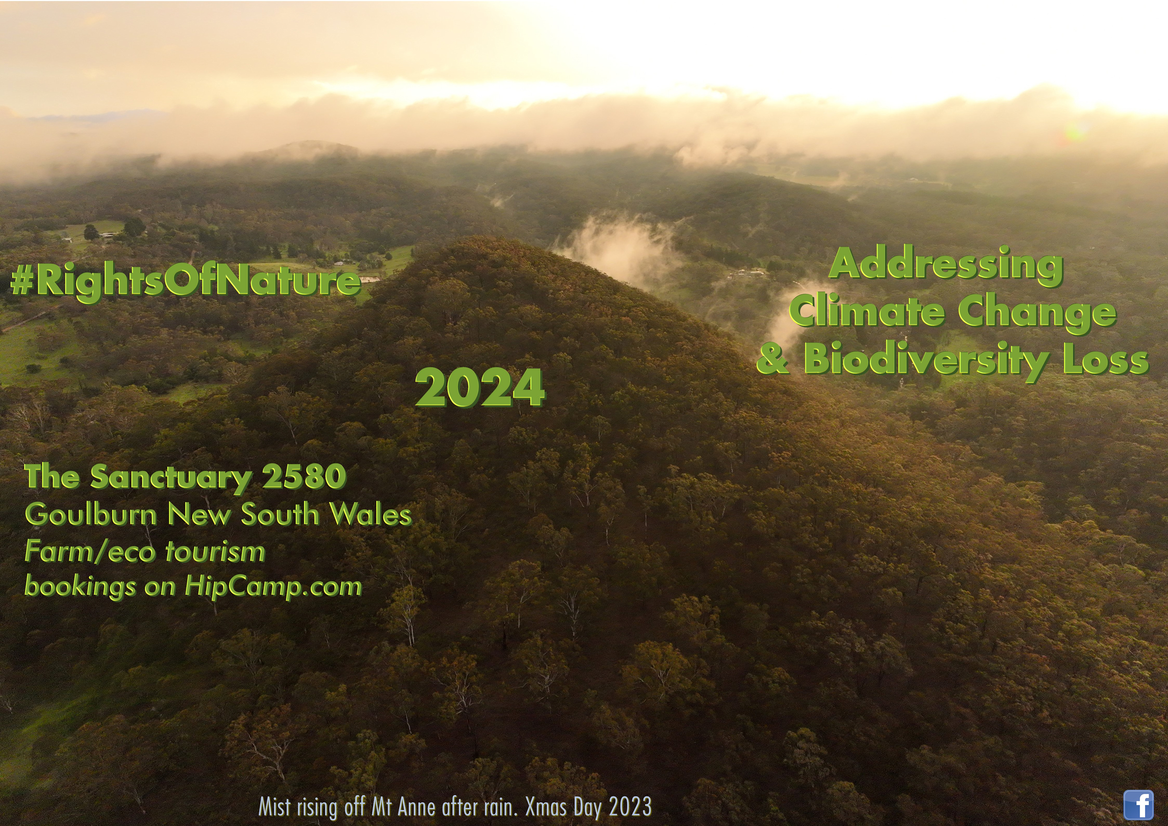 Mist rising off the trees on Mt Anne after rain on Xmas morning