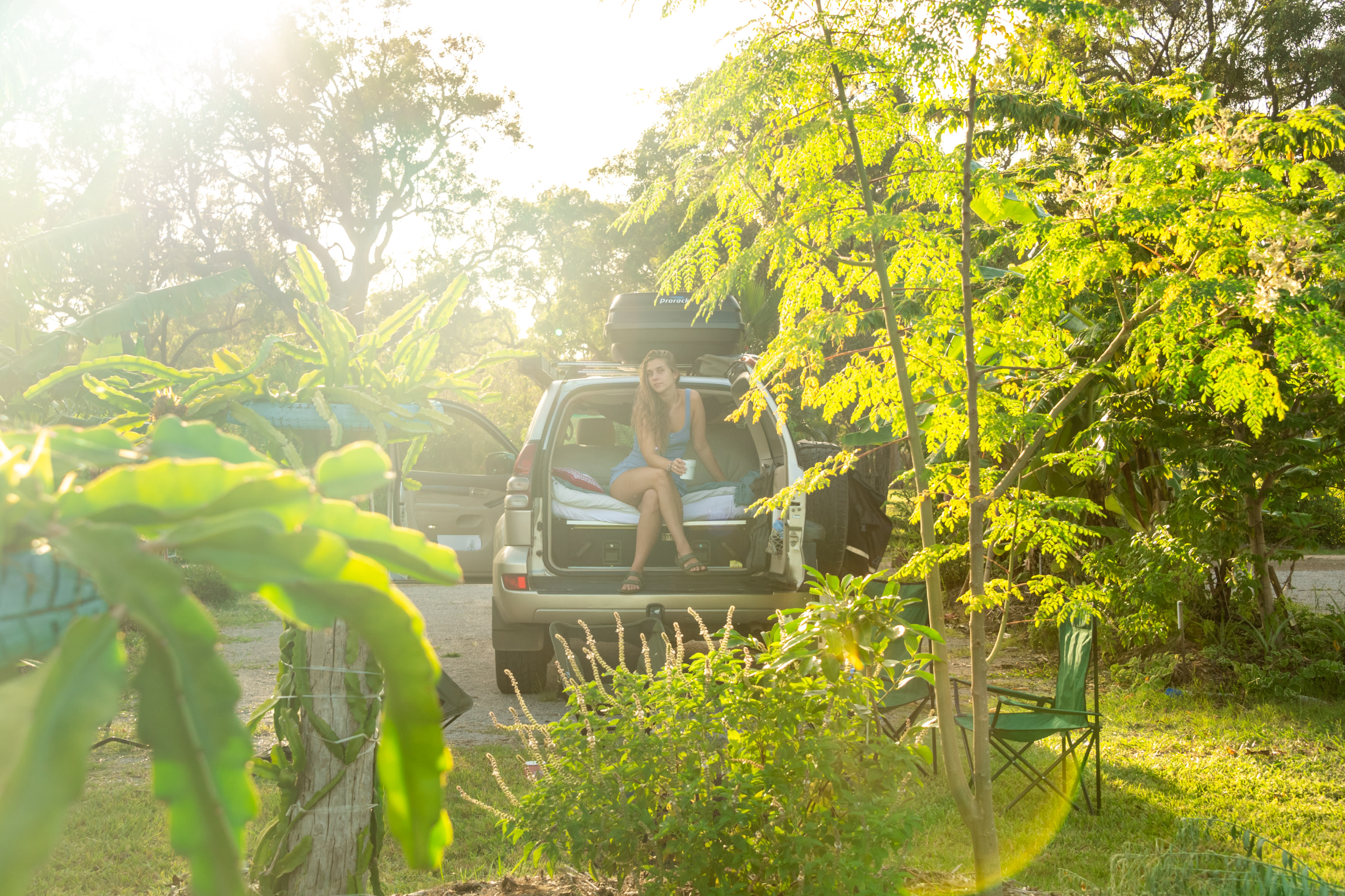 Relaxing at the Banana Patch campsite
