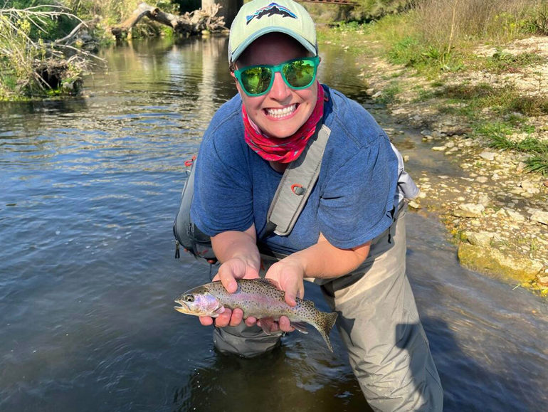 A guest caught a trout in our creek!