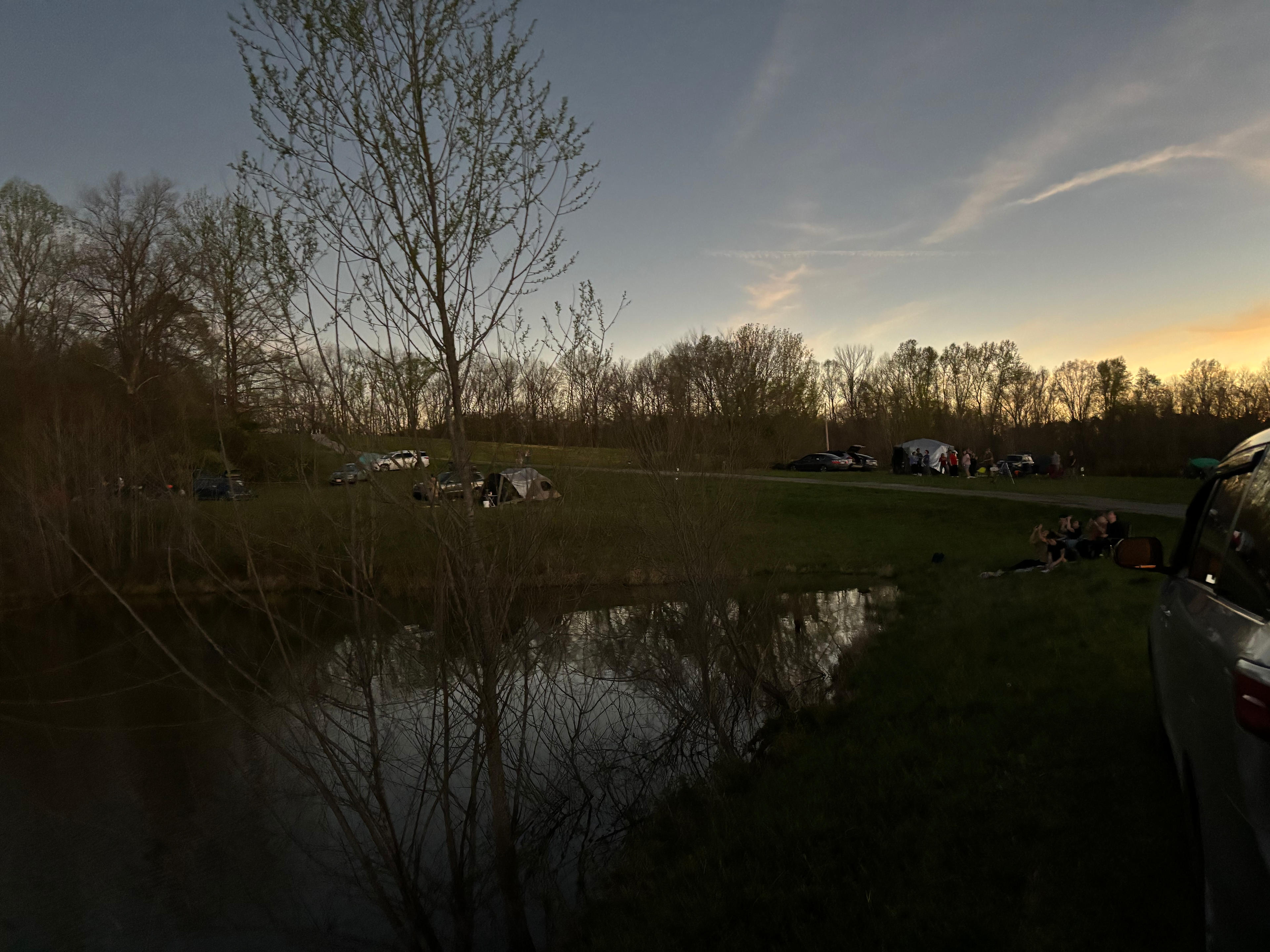 Pond during eclipse. 
