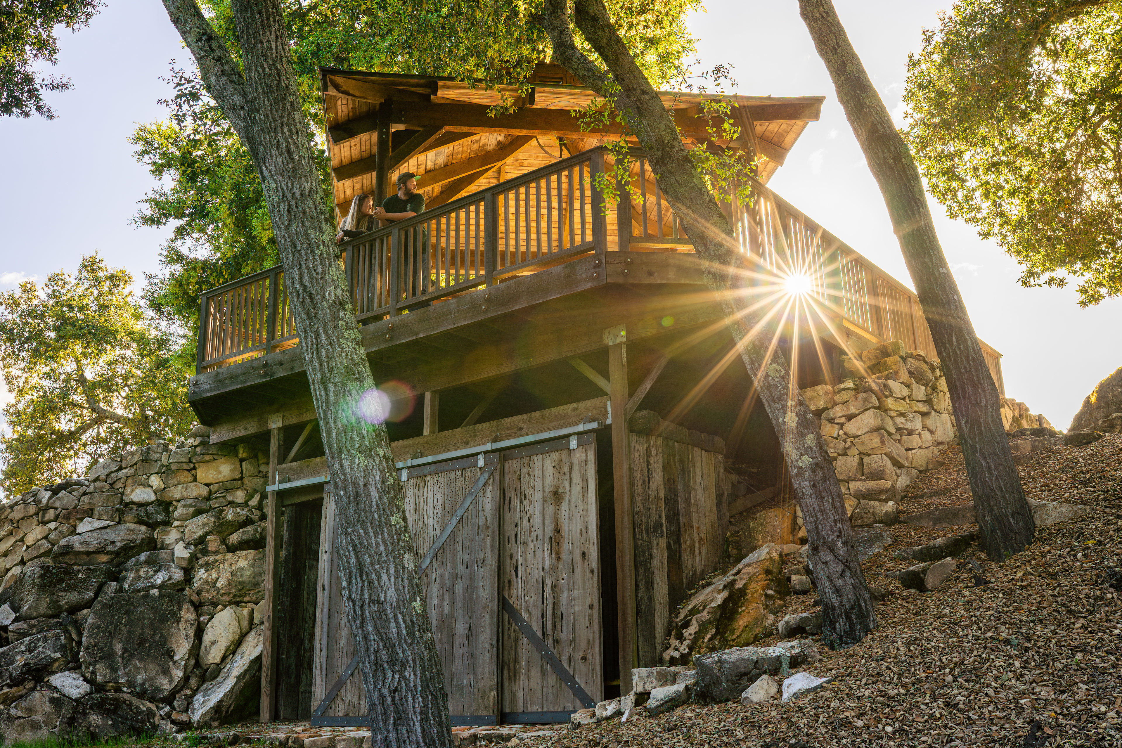 Sunlight shining through the gazebo