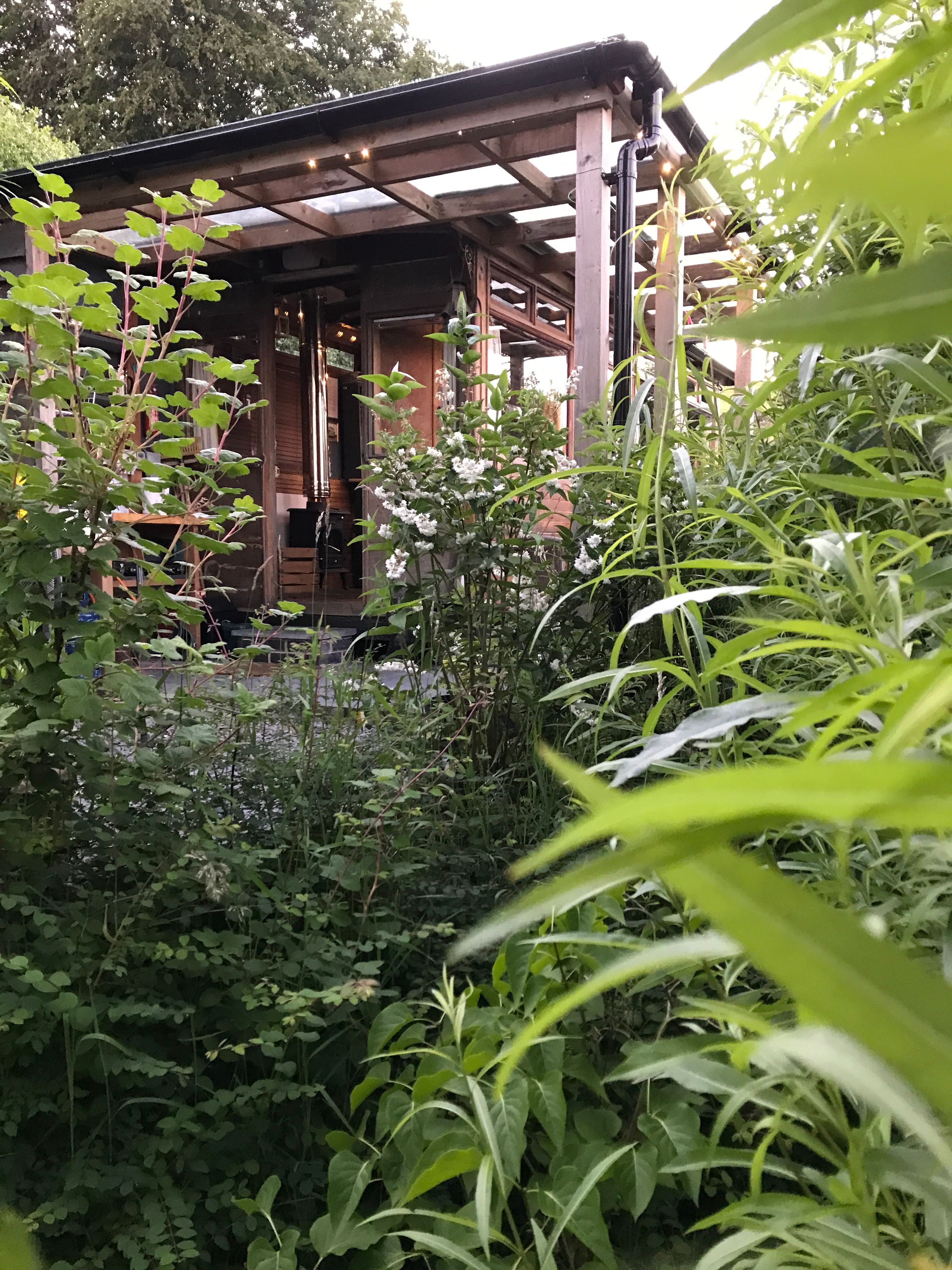 Tram has a private verandah on two sides and its like a secret garden!