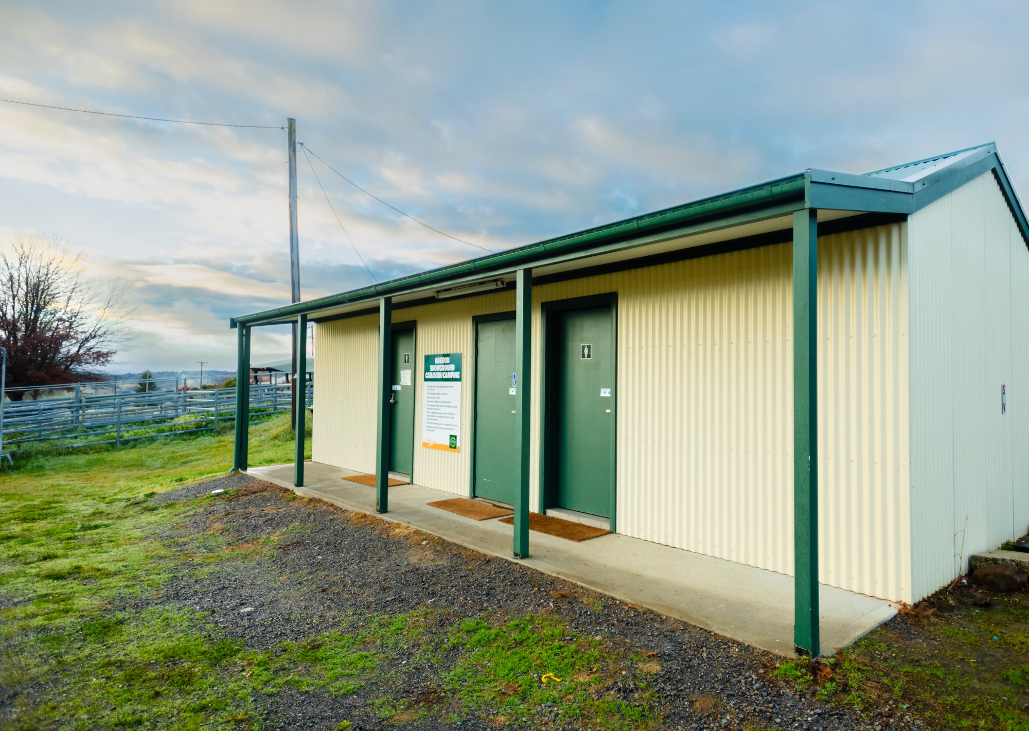 Toilets and showers facilities on the grounds
