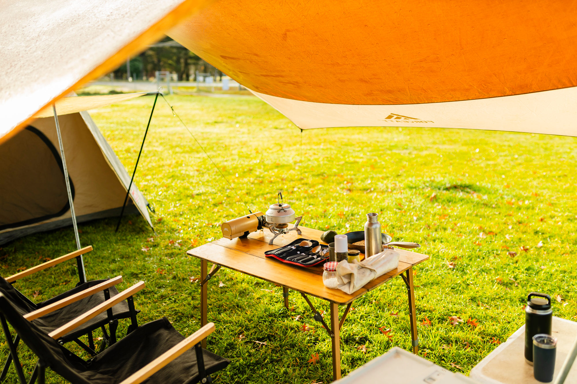 Camp setup on the grounds