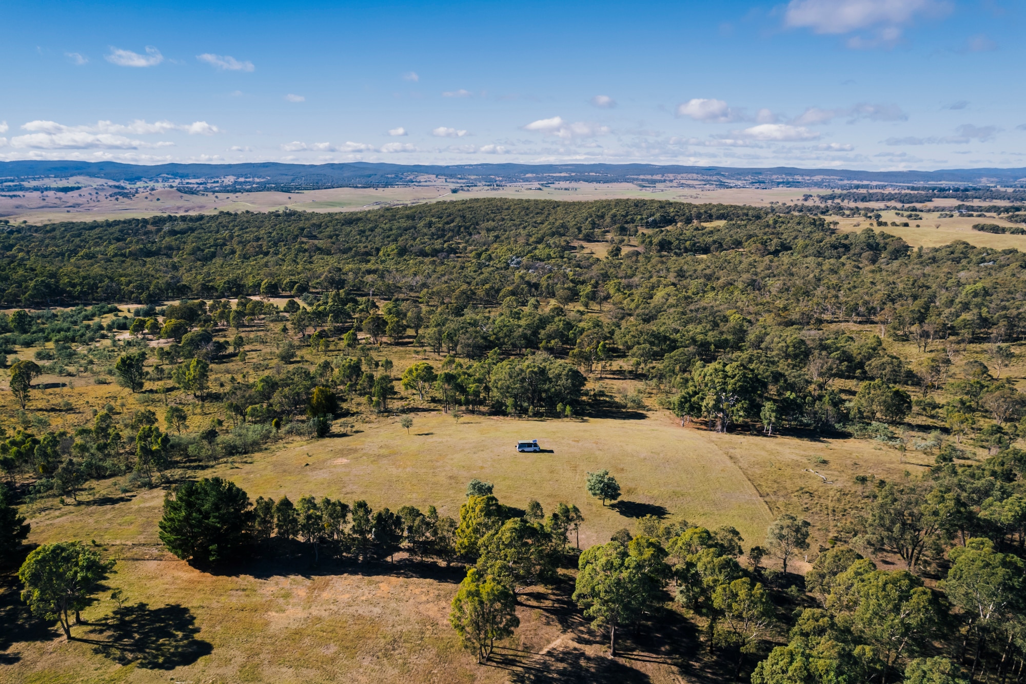 Overlooking the property and van on the hill from higher up