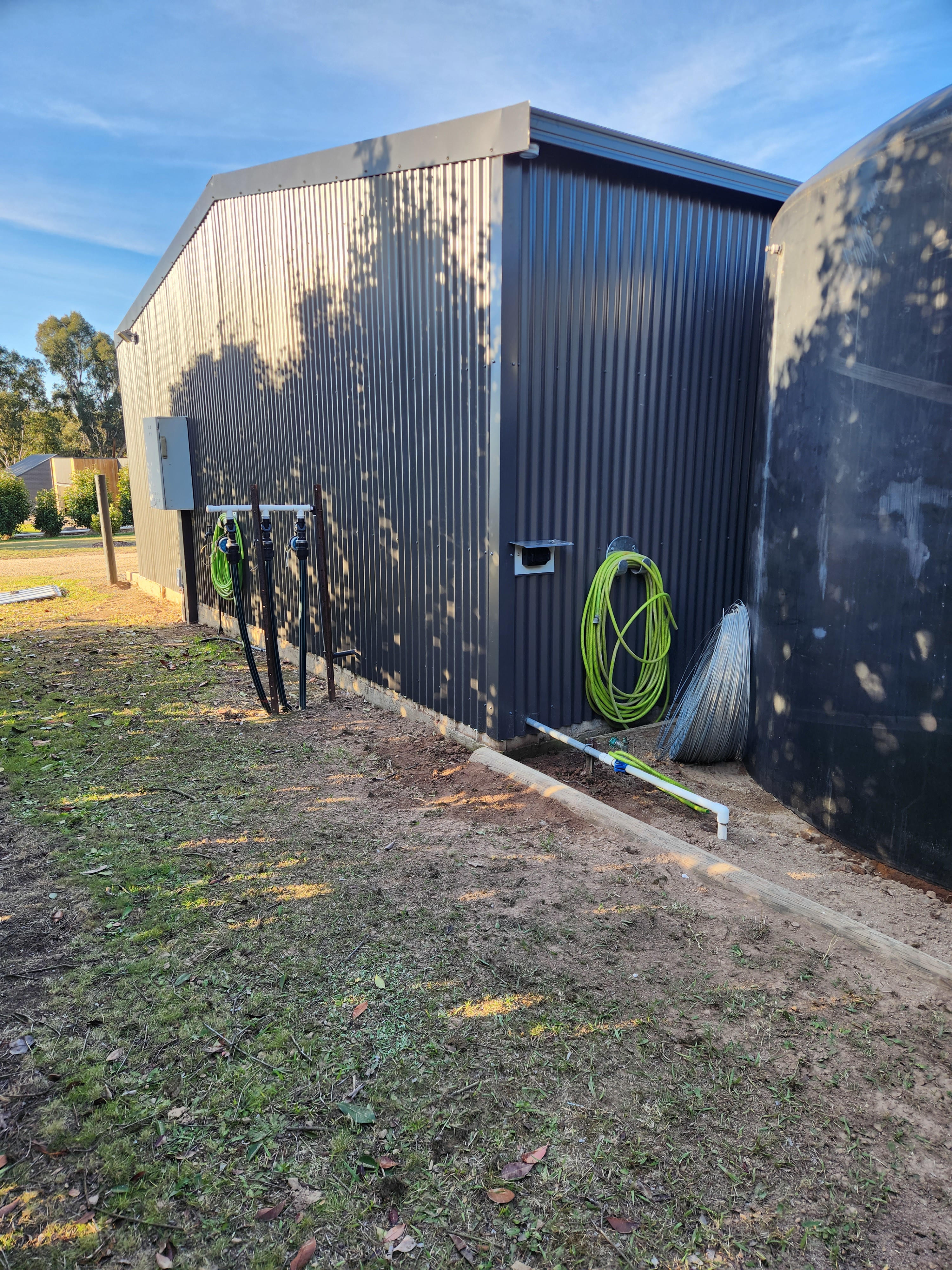 Power and town mains water hook up location, within 5 meters of site.