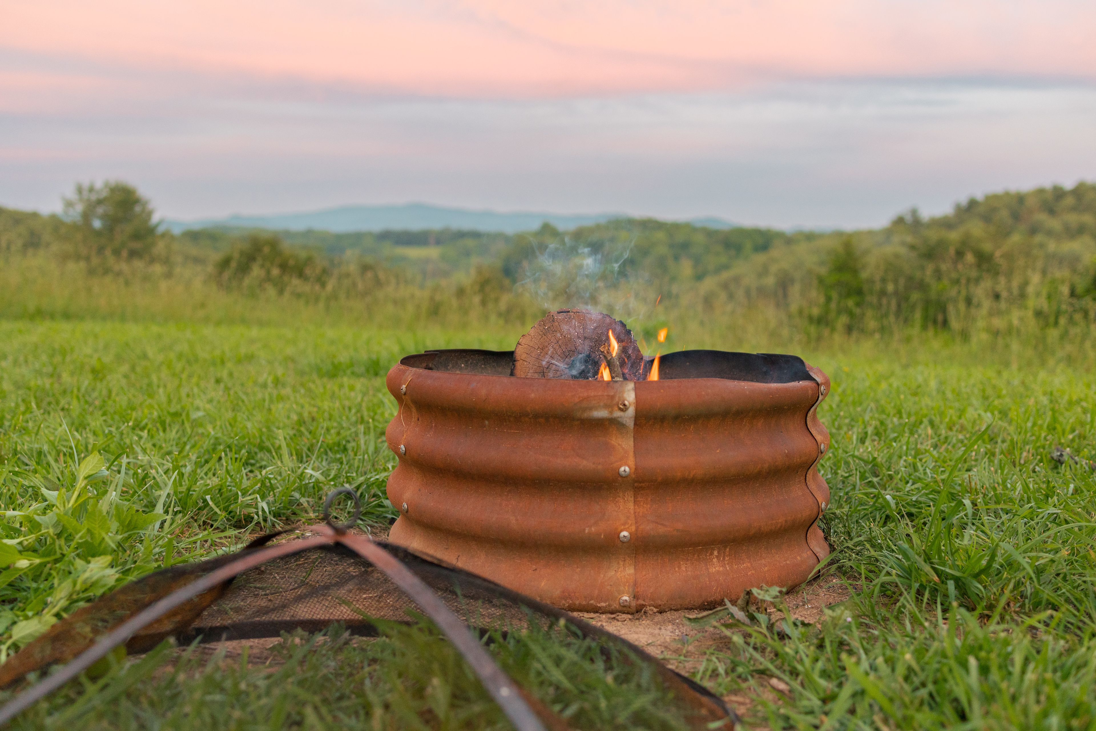 There is a fire pit at the site.