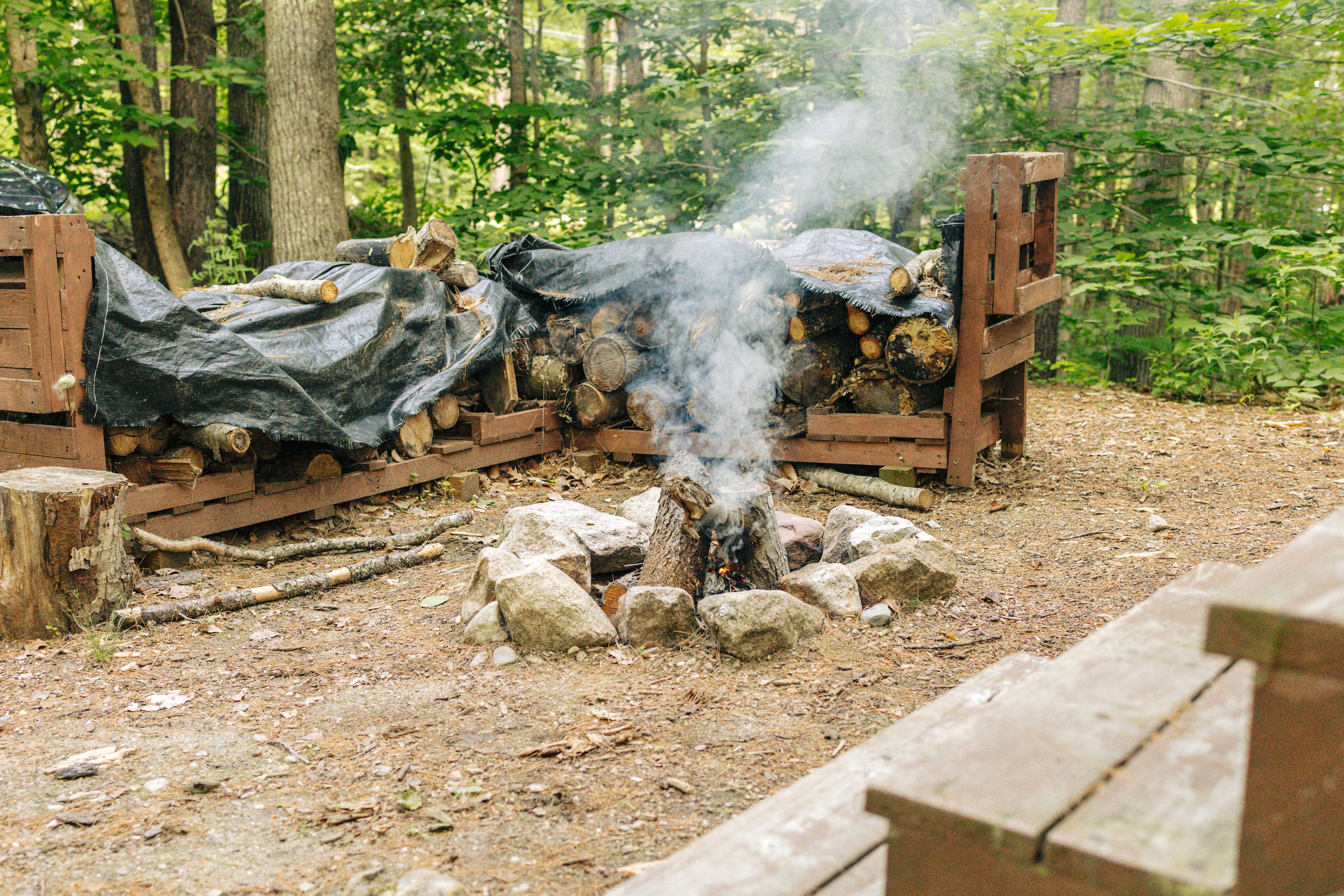 There is a fire pit and plenty of wood provided. 
