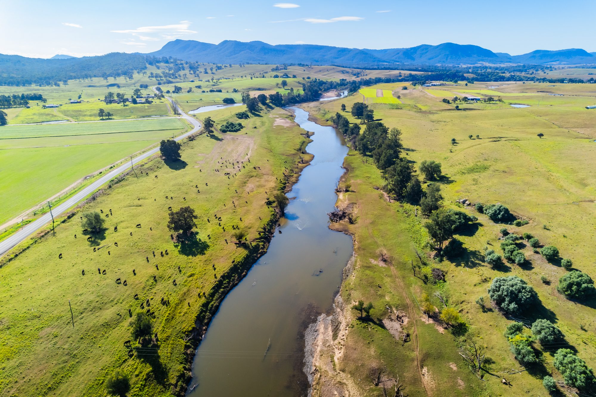 Birds eye view of the Hunter river