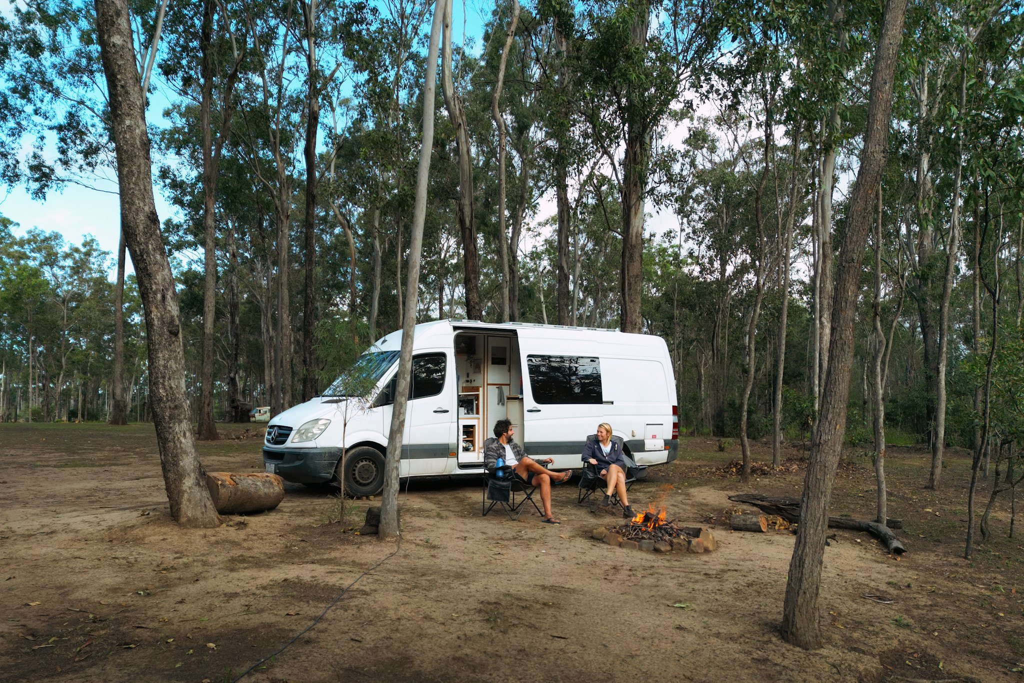 Our campsite with a campfire just for ourselves 🔥
