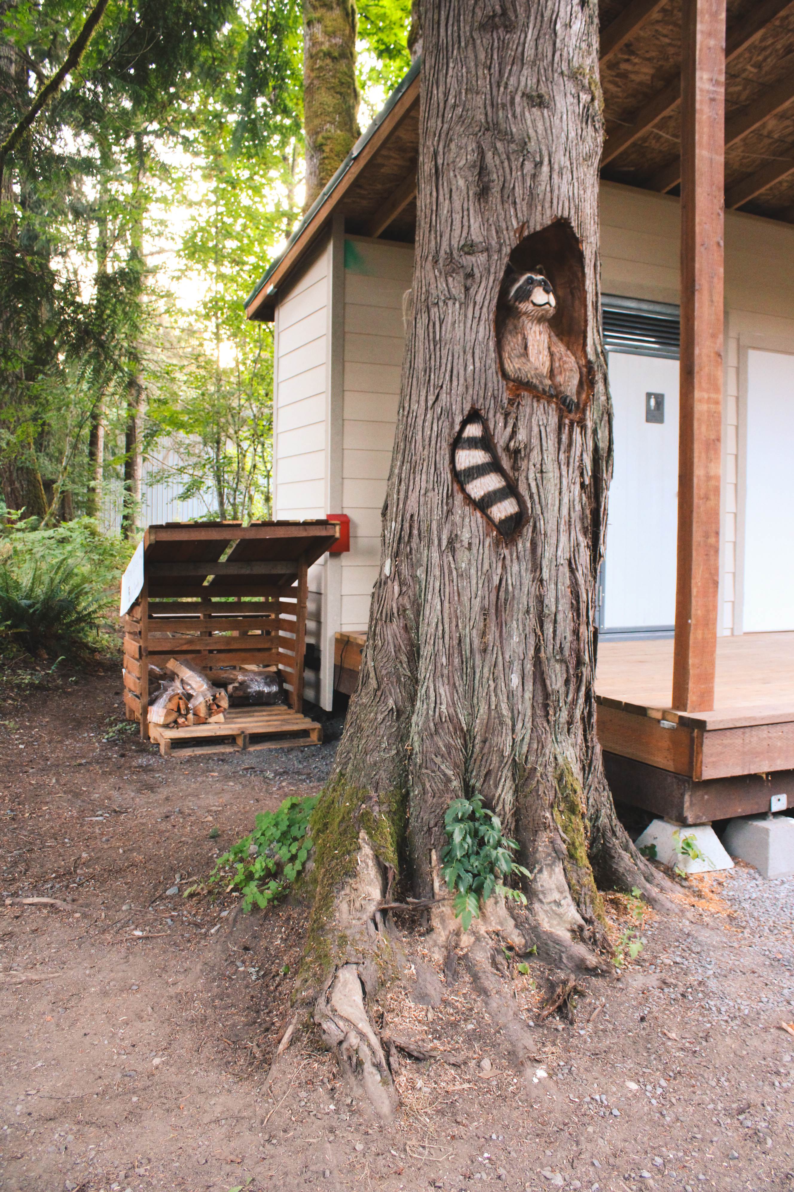 Wood bundles, but you gotta pay the toll with a tap to the raccoons tail!