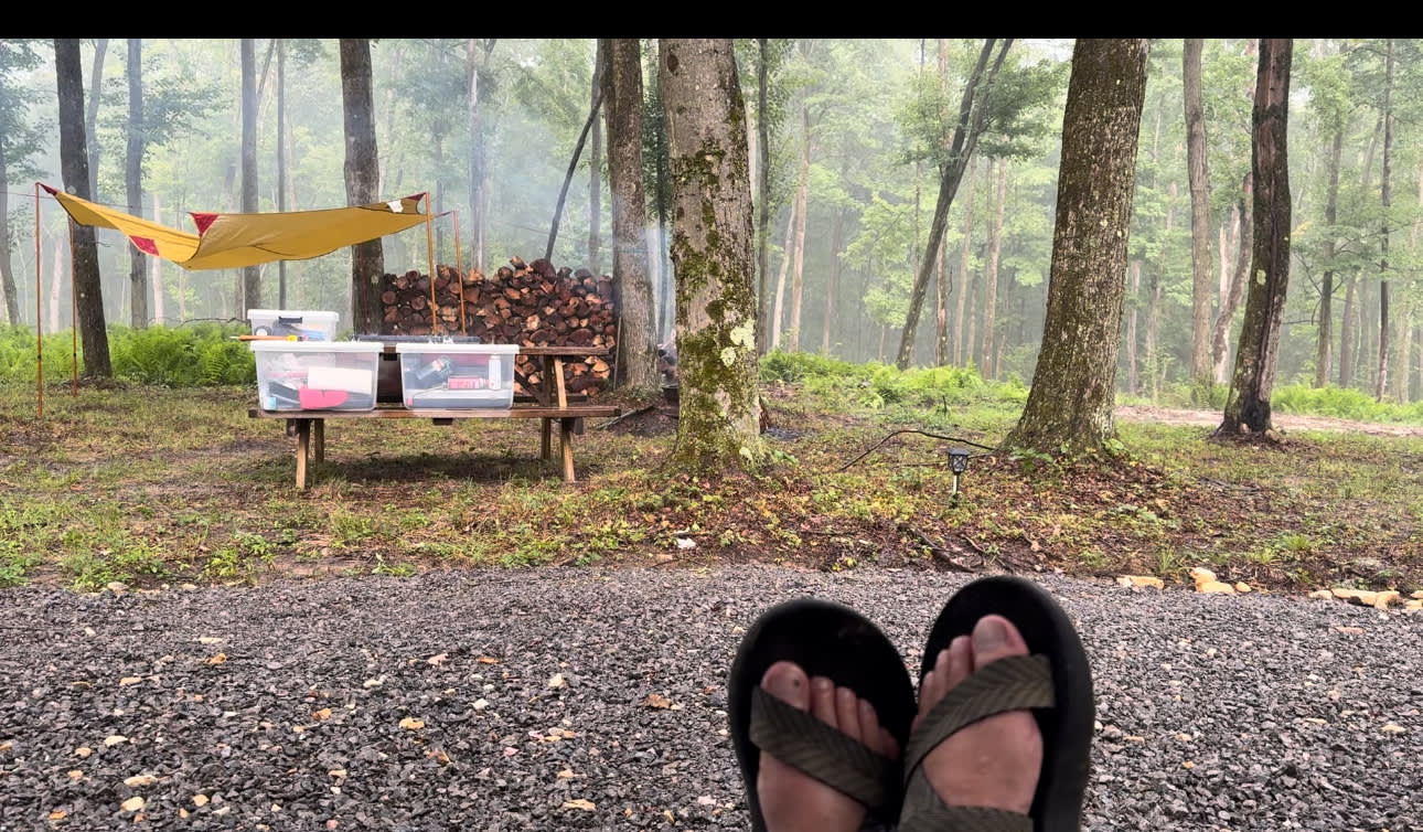 Relaxing while waiting for the rain to stop.