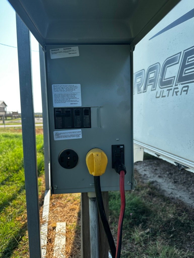 50-30-20 amp pedestal, works for any RV. 