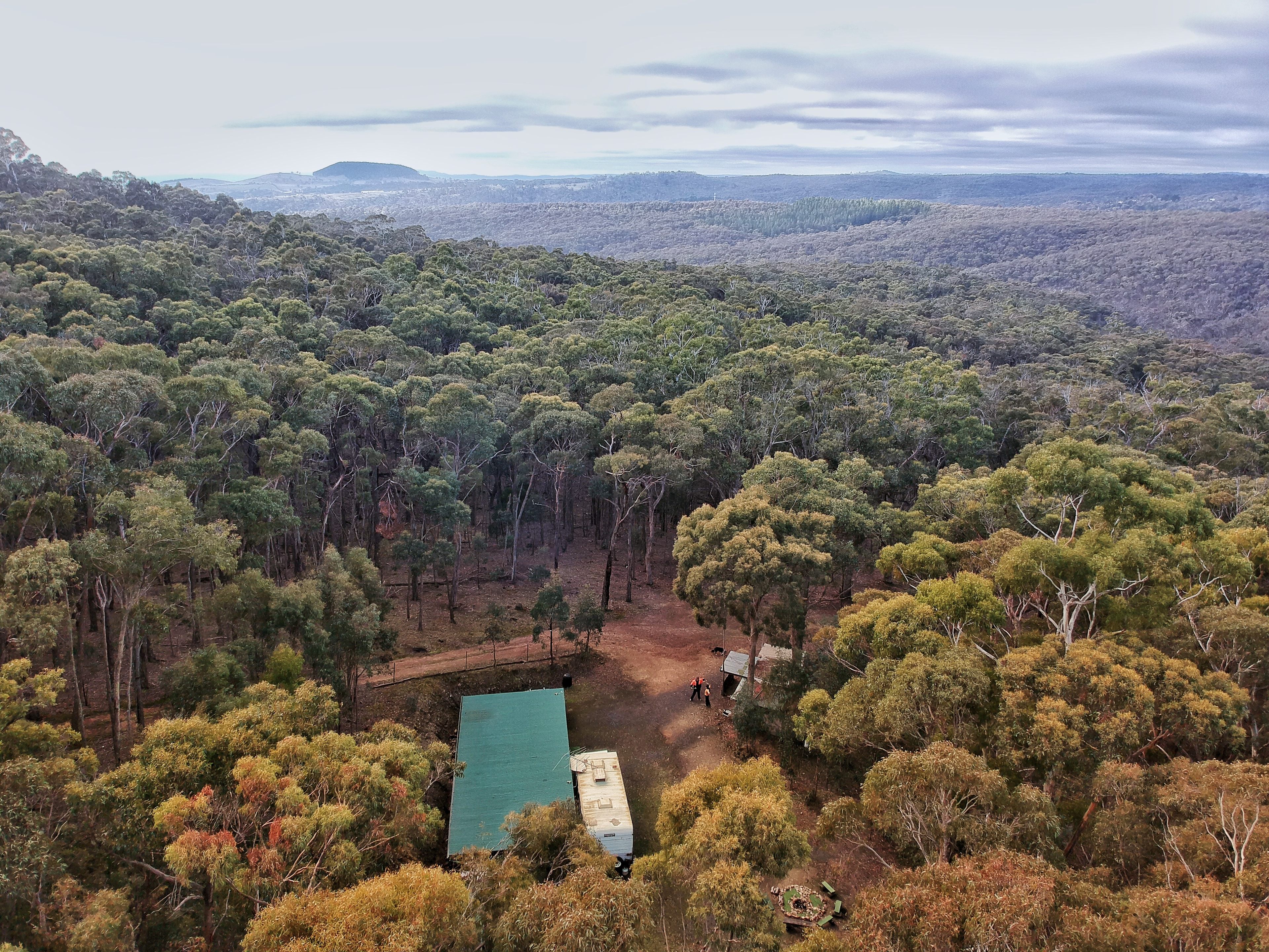 Aerial view with Mt Franklin in the distance