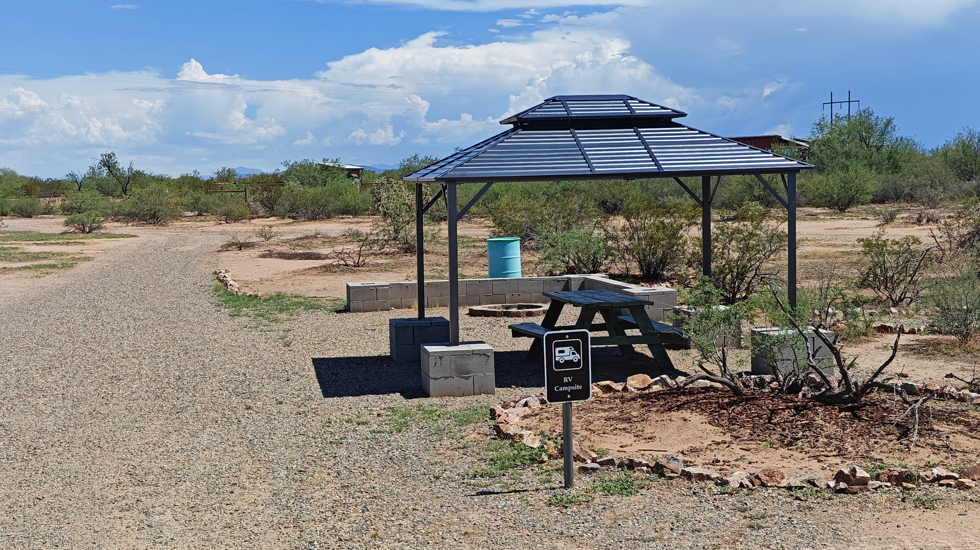 This eastern view shows the spacious and level pull-through site.