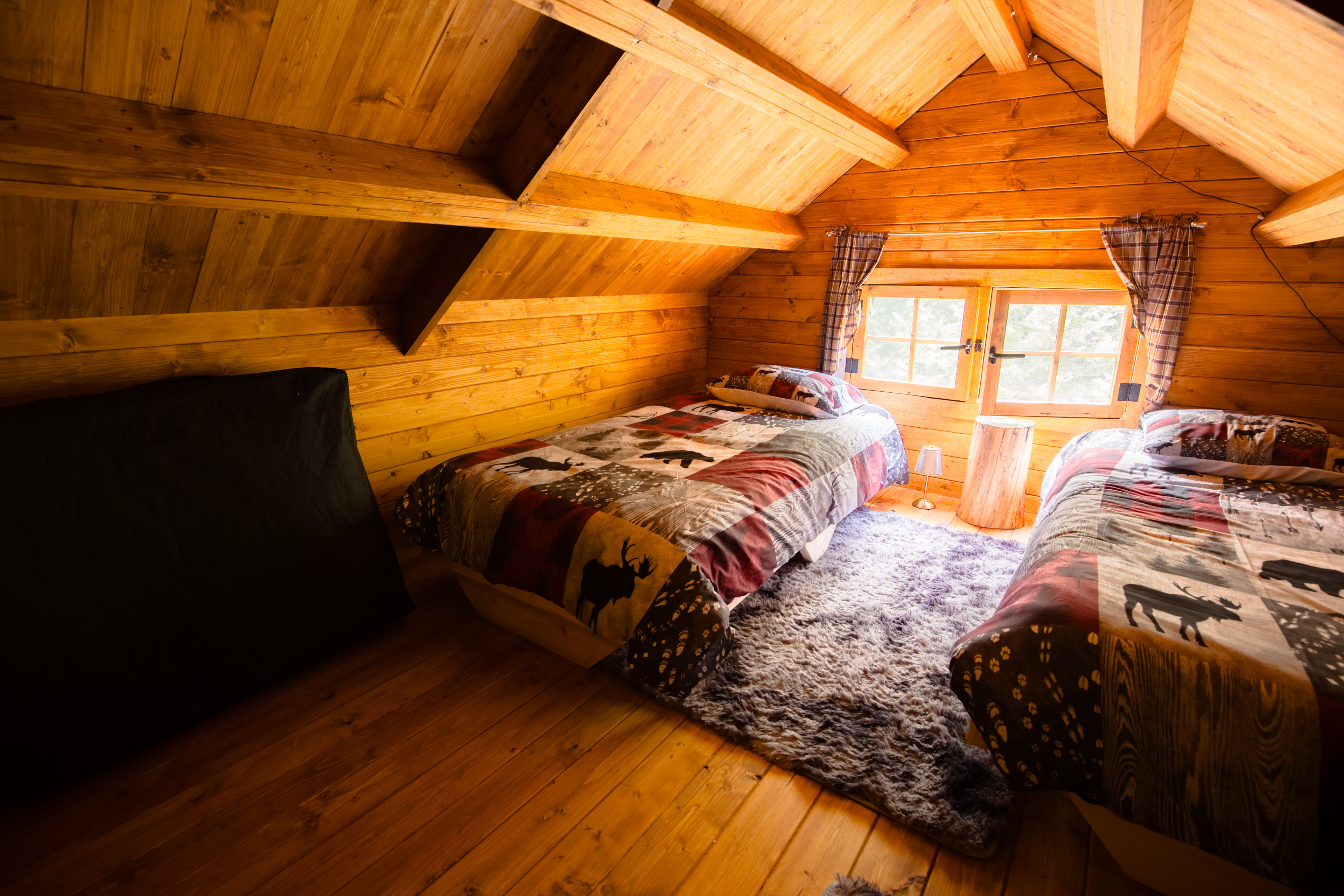 The loft bedroom in the bunkie