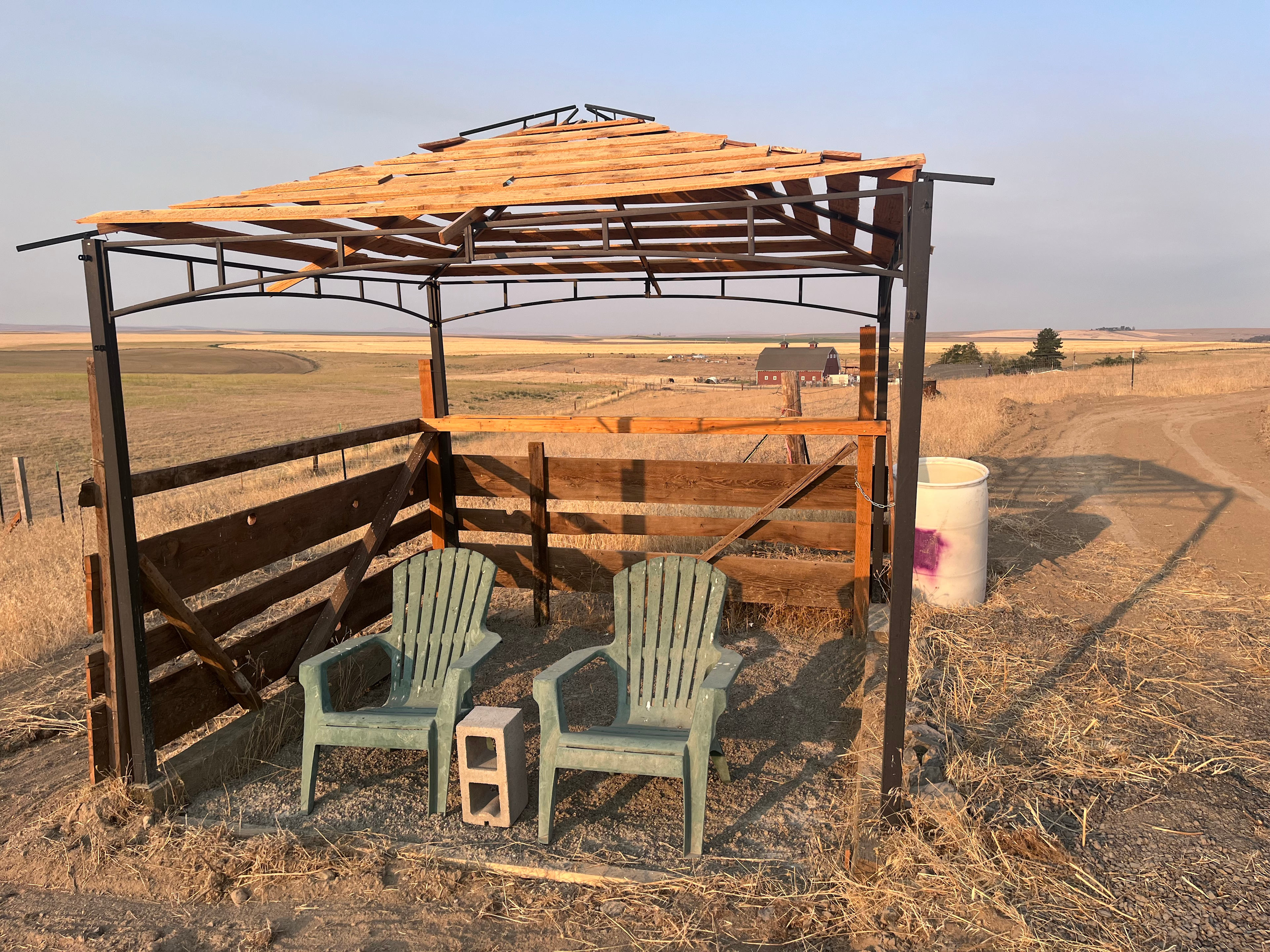 made out of wood from old coal barn.
