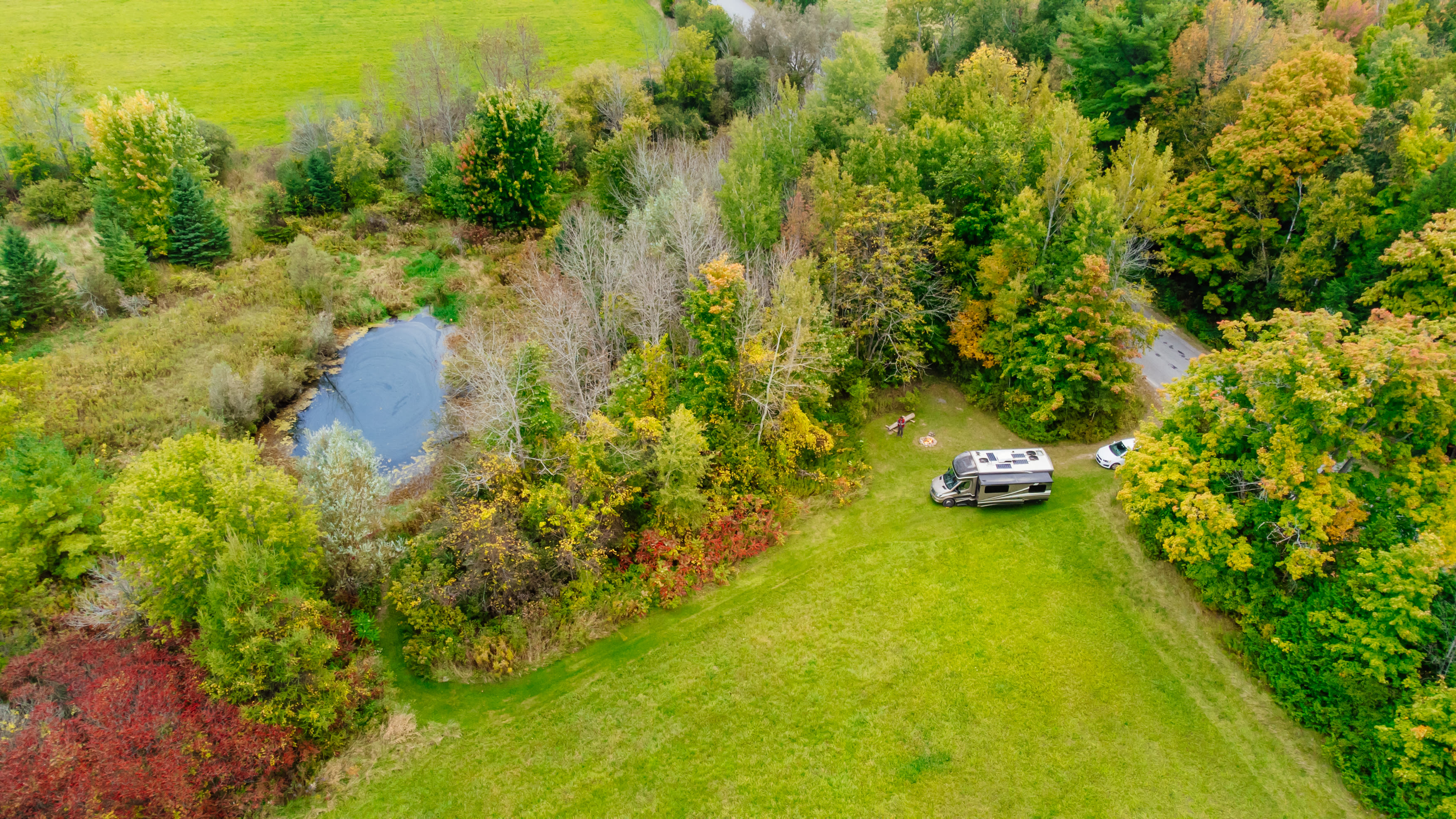Our spot and pond nearby.