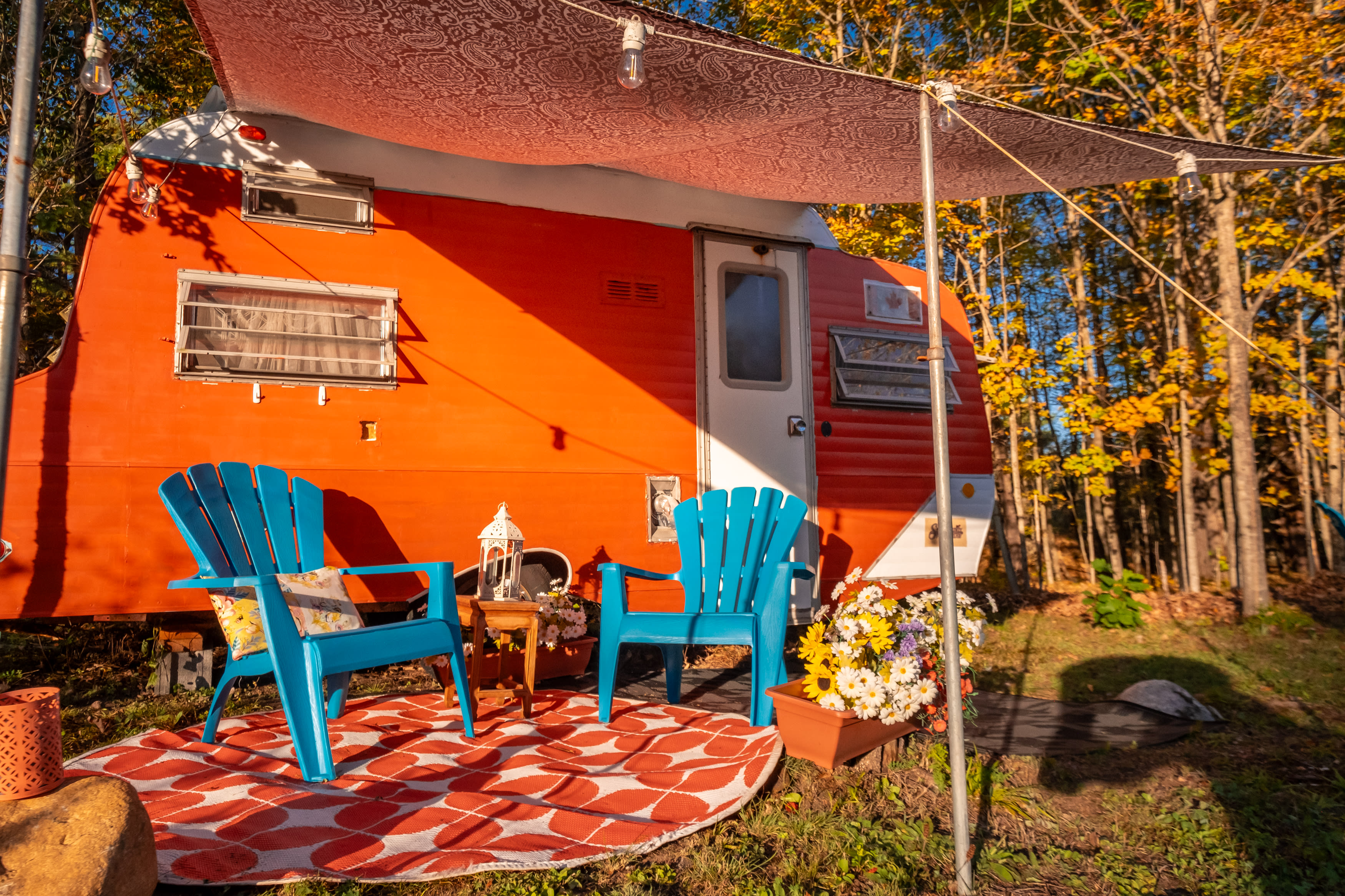 Sitting area in front of camper.