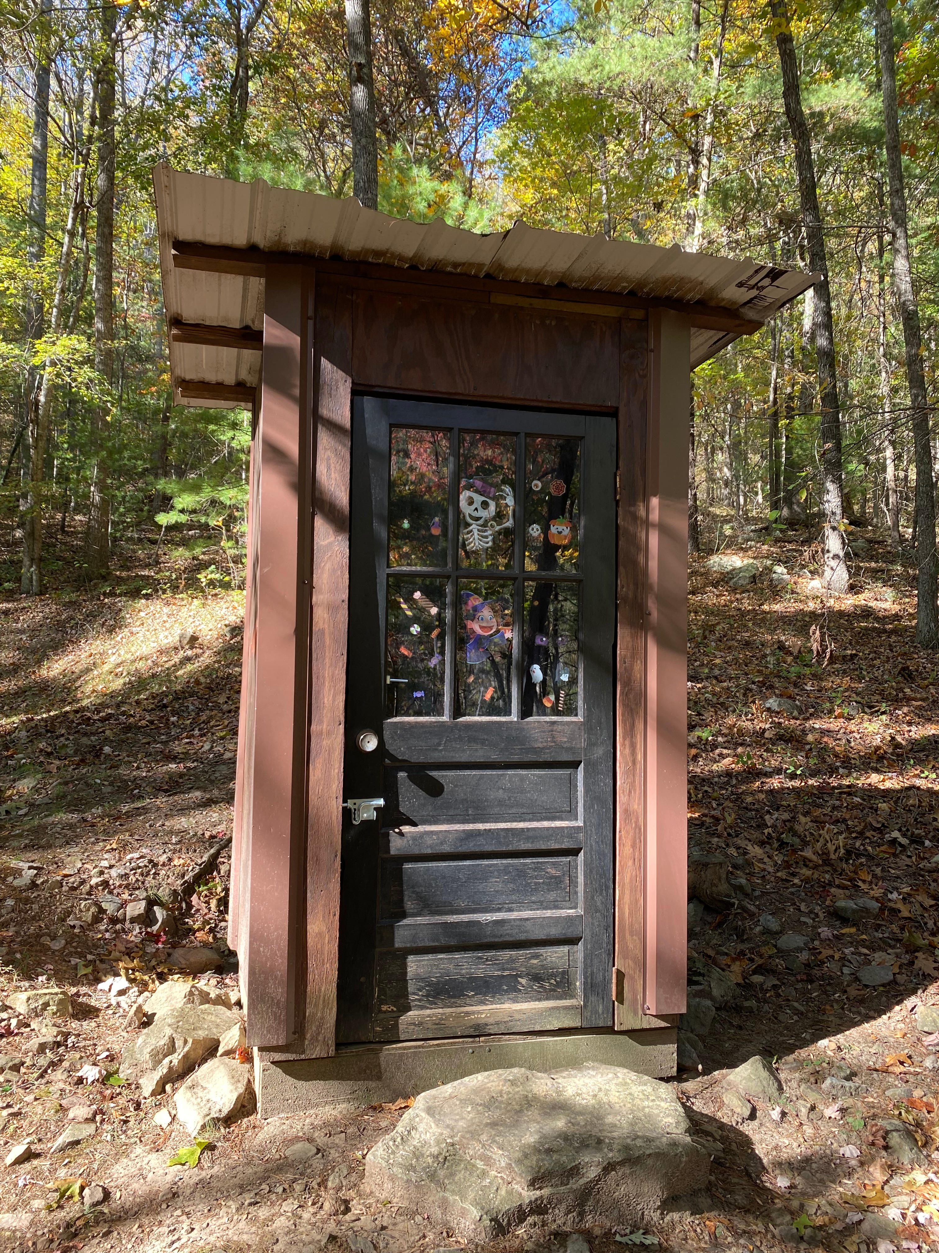 Cleanest and most welcoming latrine I have seen.  Composting toilet and covering with sawdust may be unique to some but it works well, with no bugs or dirt in sight.