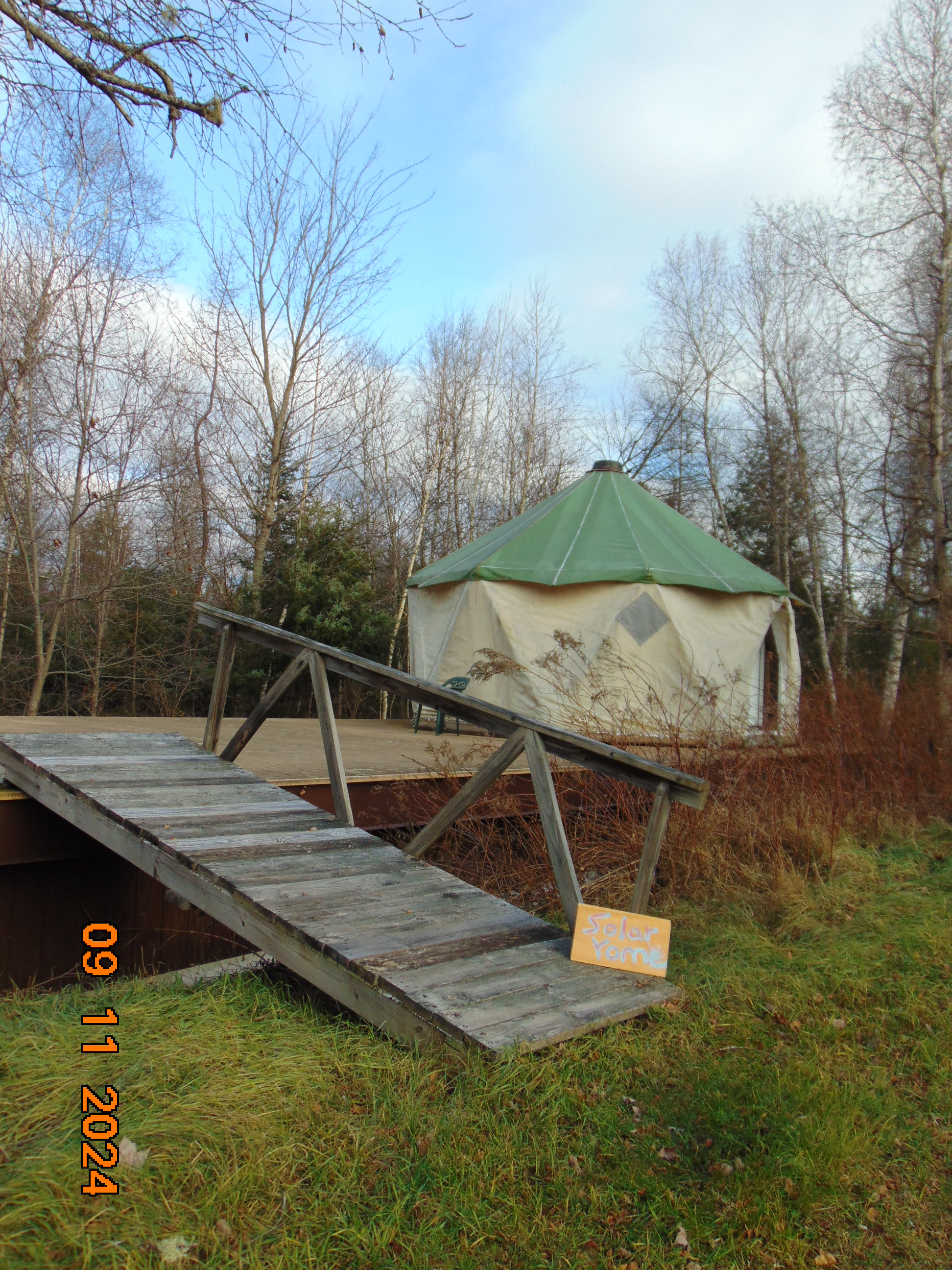 Solar yurt/yome on spacious platform
