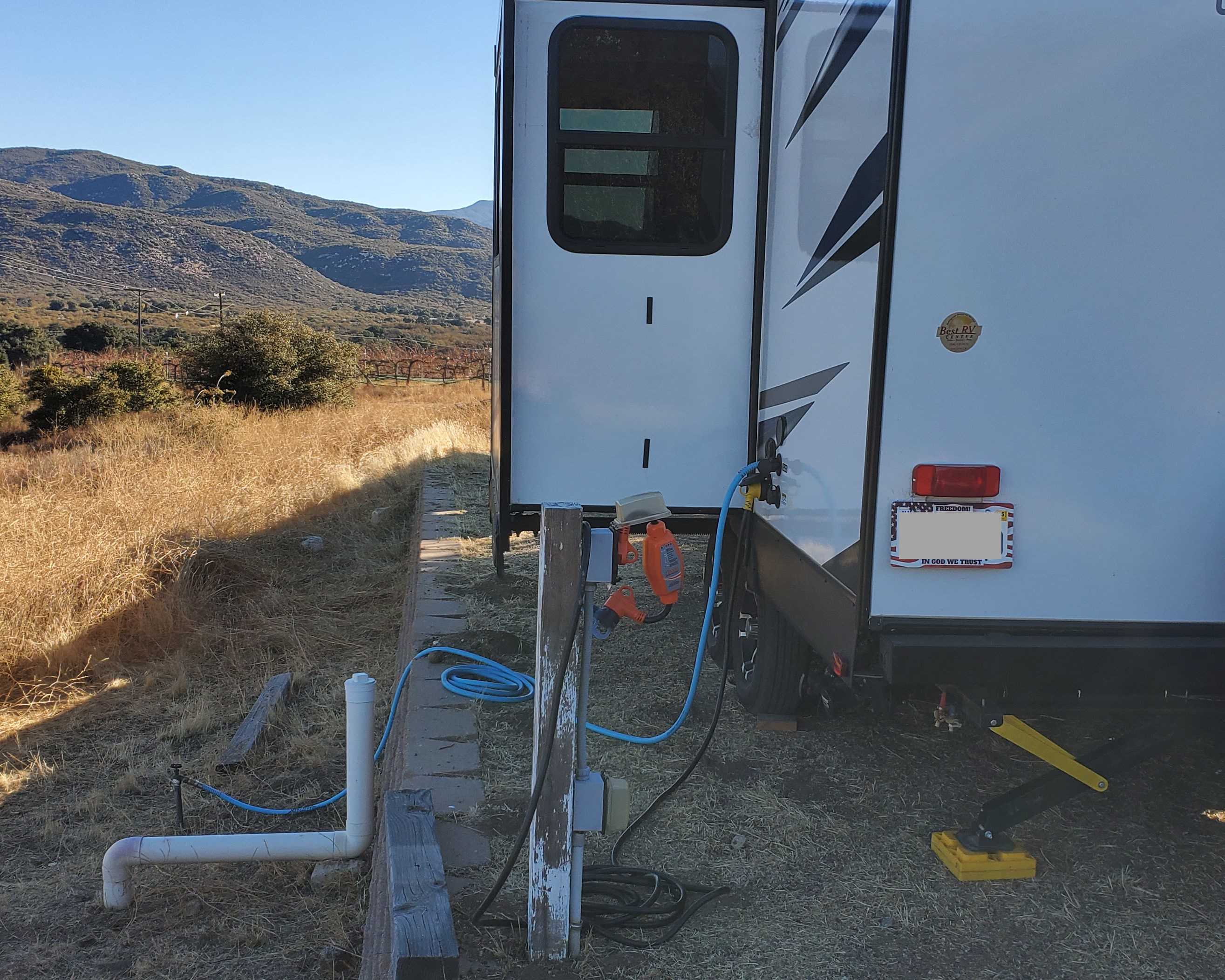 Closer view of hook-ups