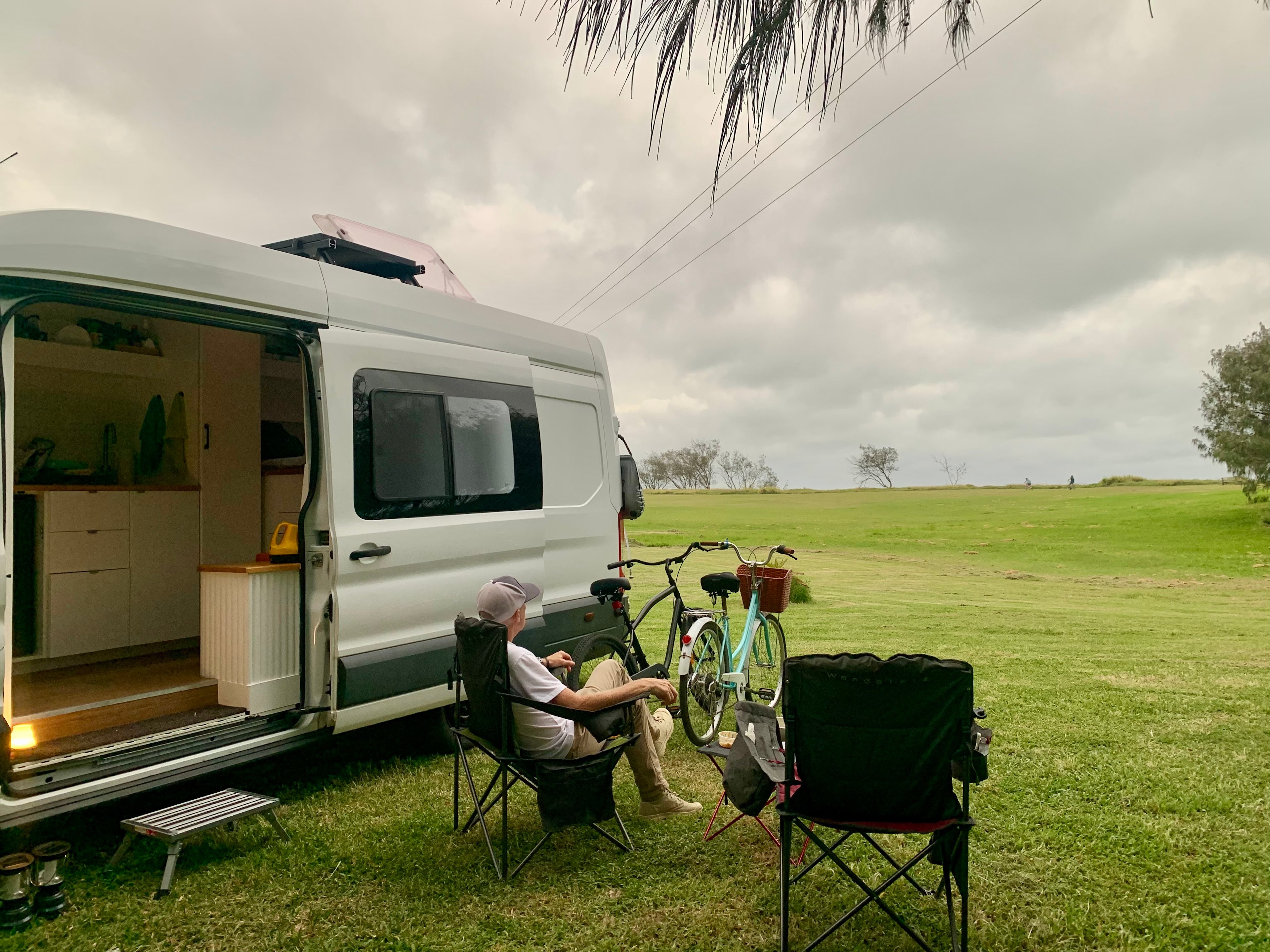 Strong winds meant we parked our van facing towards the trees to give us some shelter. Worked perfectly! 