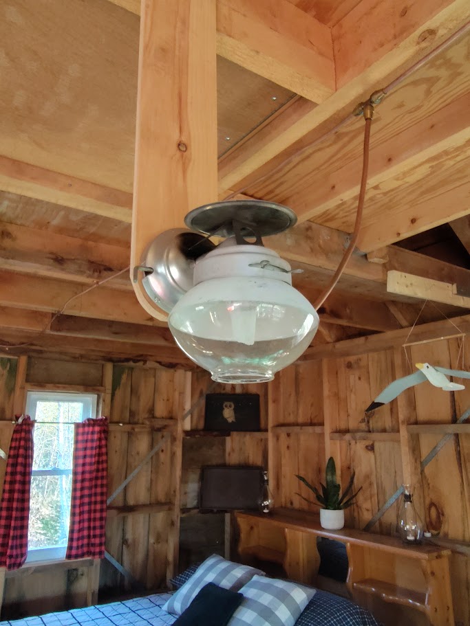 One of 4 propane lights for night time illumination