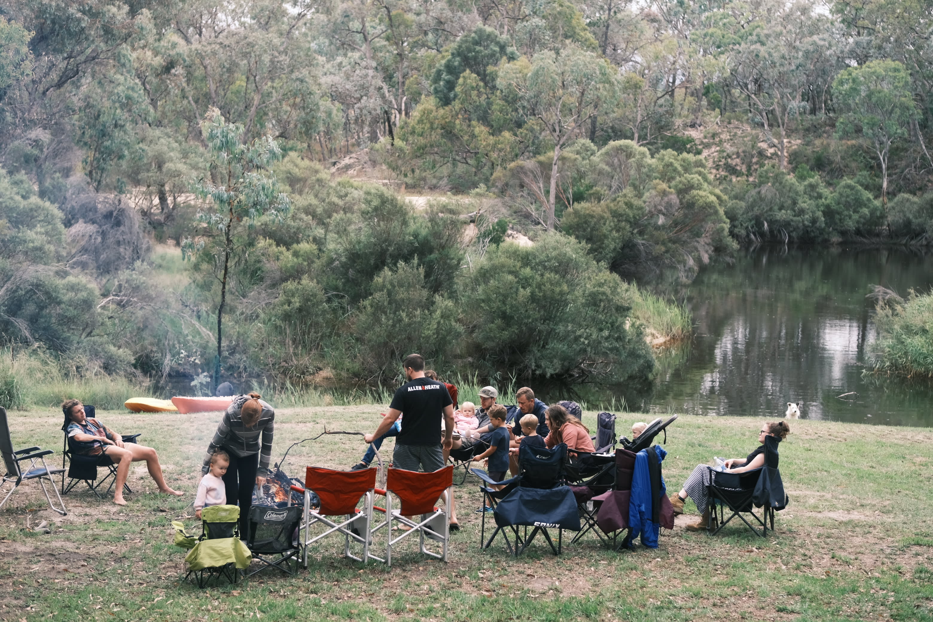 Plenty of room to relax with friends by the creek.