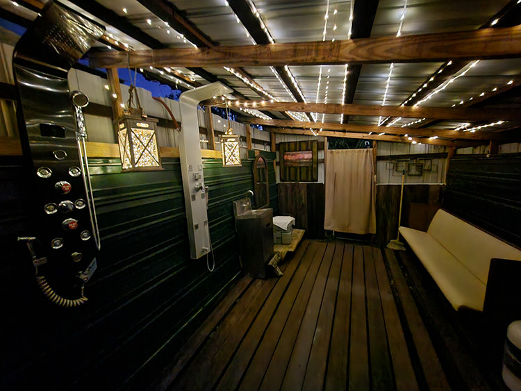 Bath House at night. Hot showers day and night