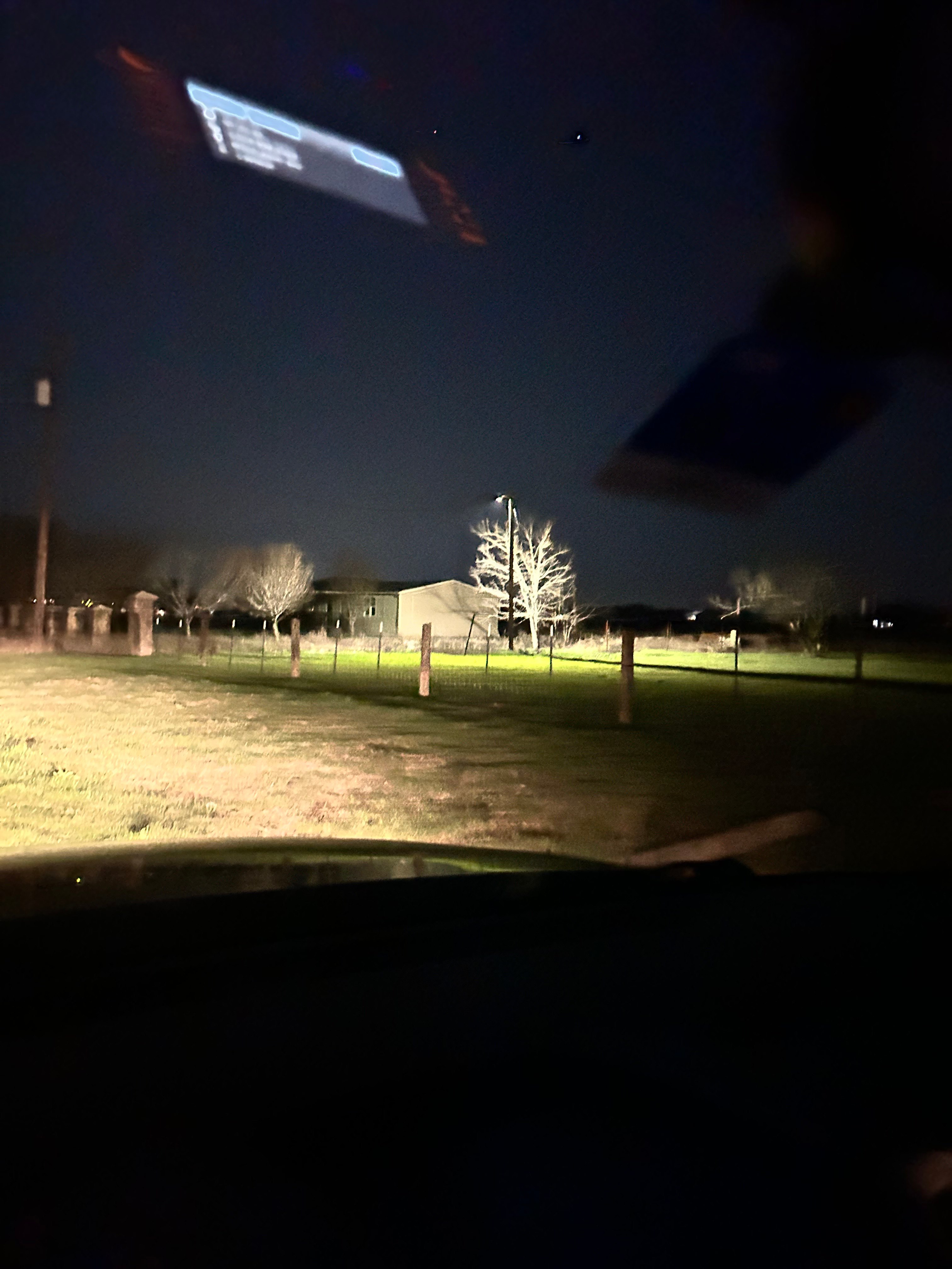 Big night light front right  corner of the property. 