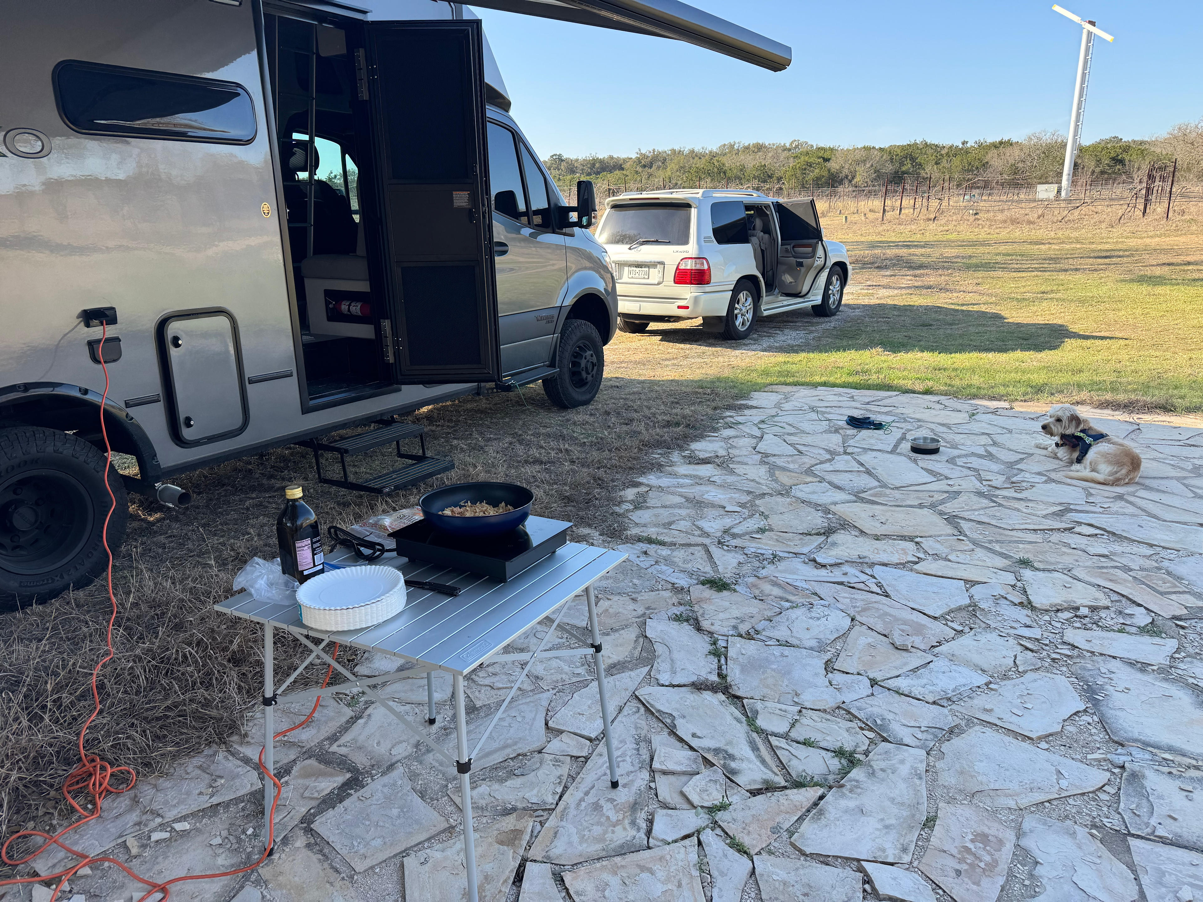 Furthest camping location next to a stone pad for wedding events 