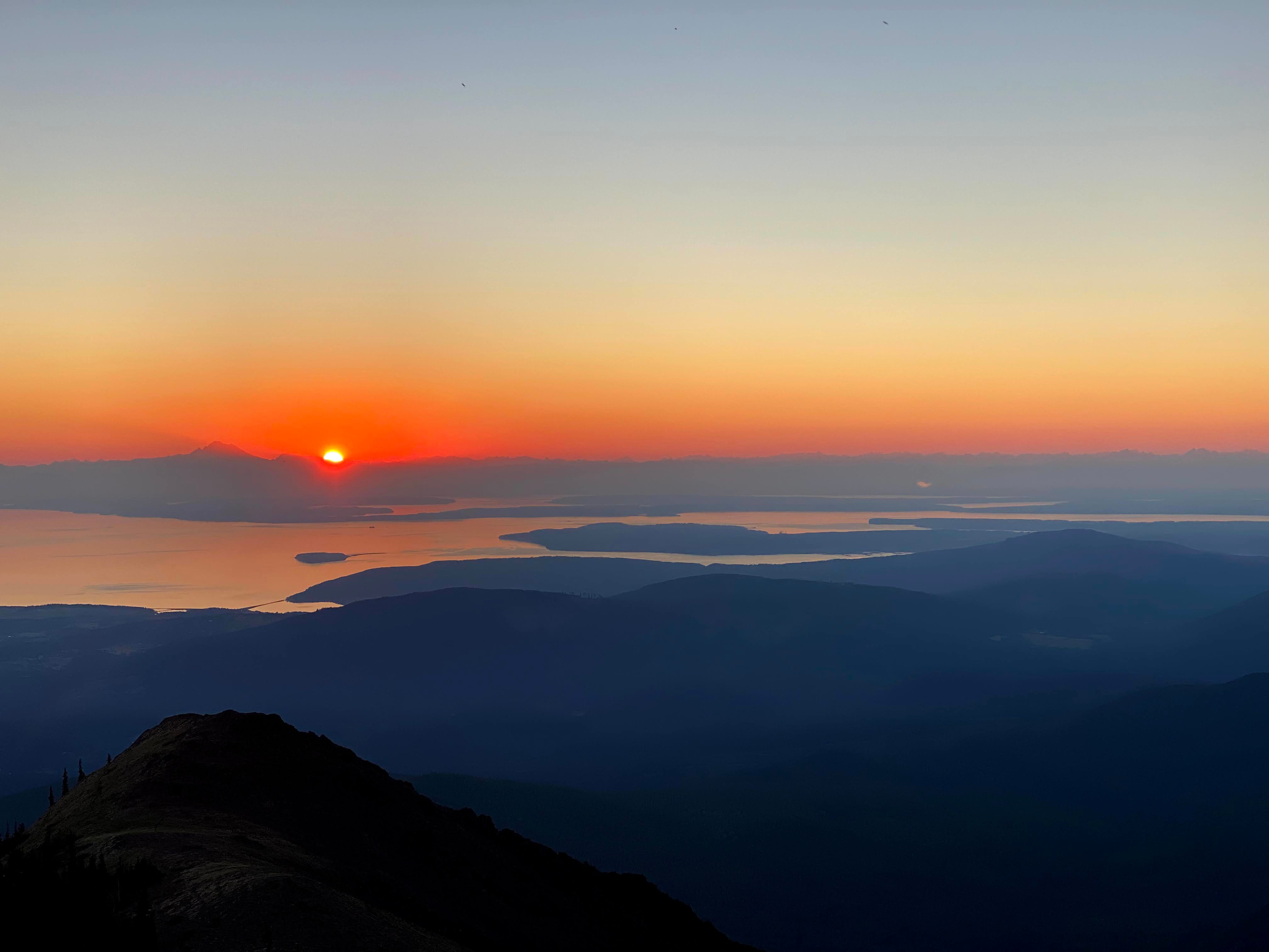 Sunrise over puget sound from top of a nearby hike