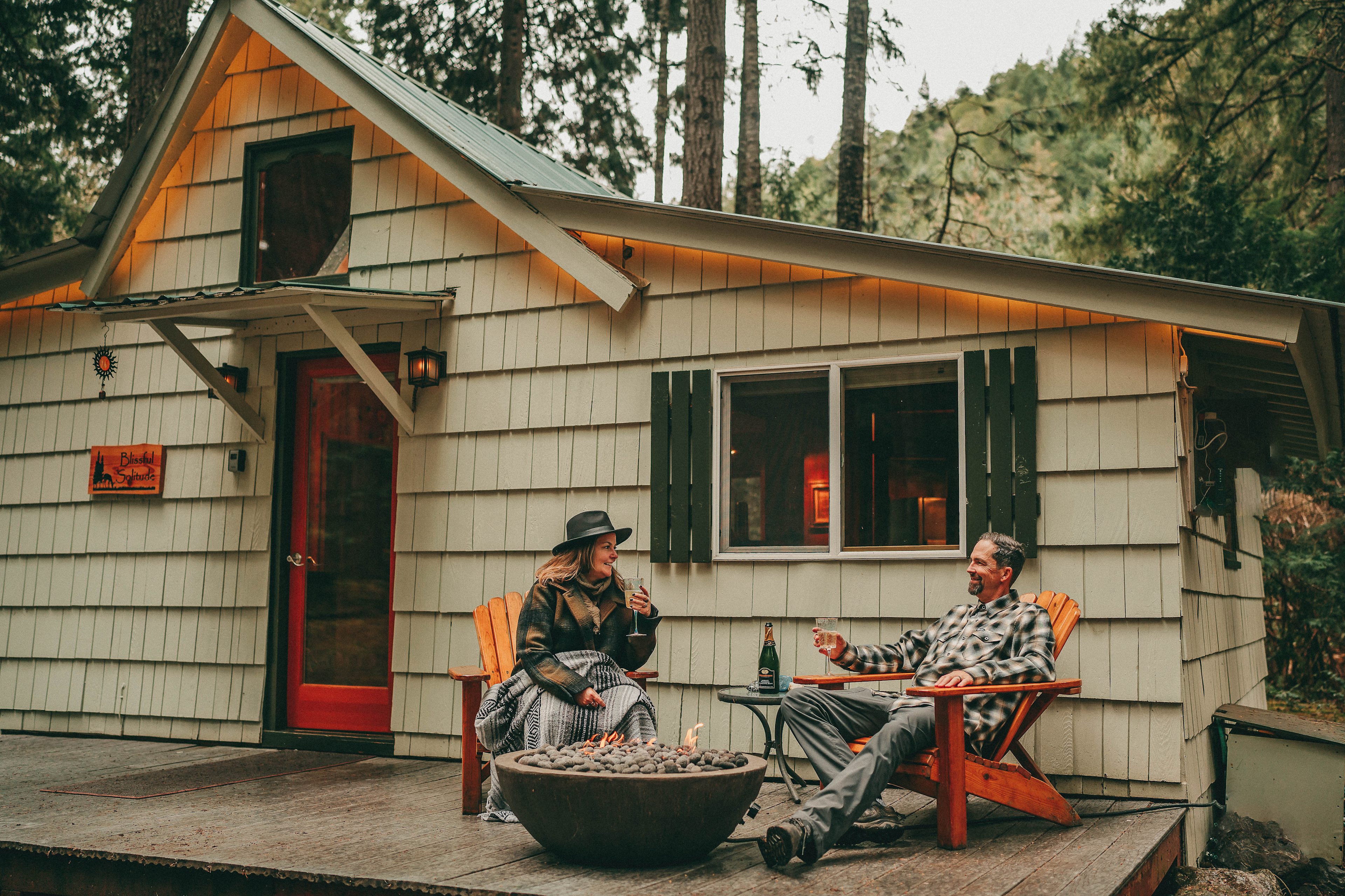 Enjoy connecting around the porch firepit!