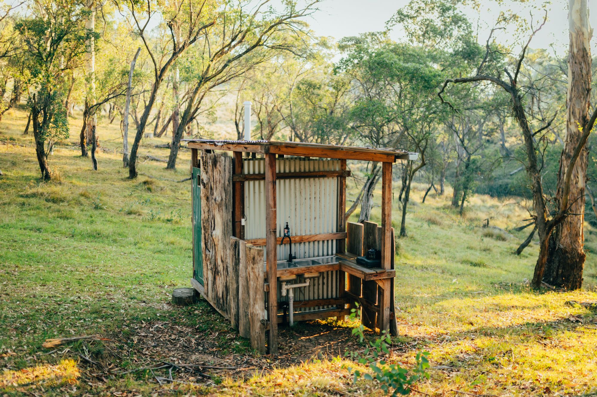 toilet, shower and kitchen