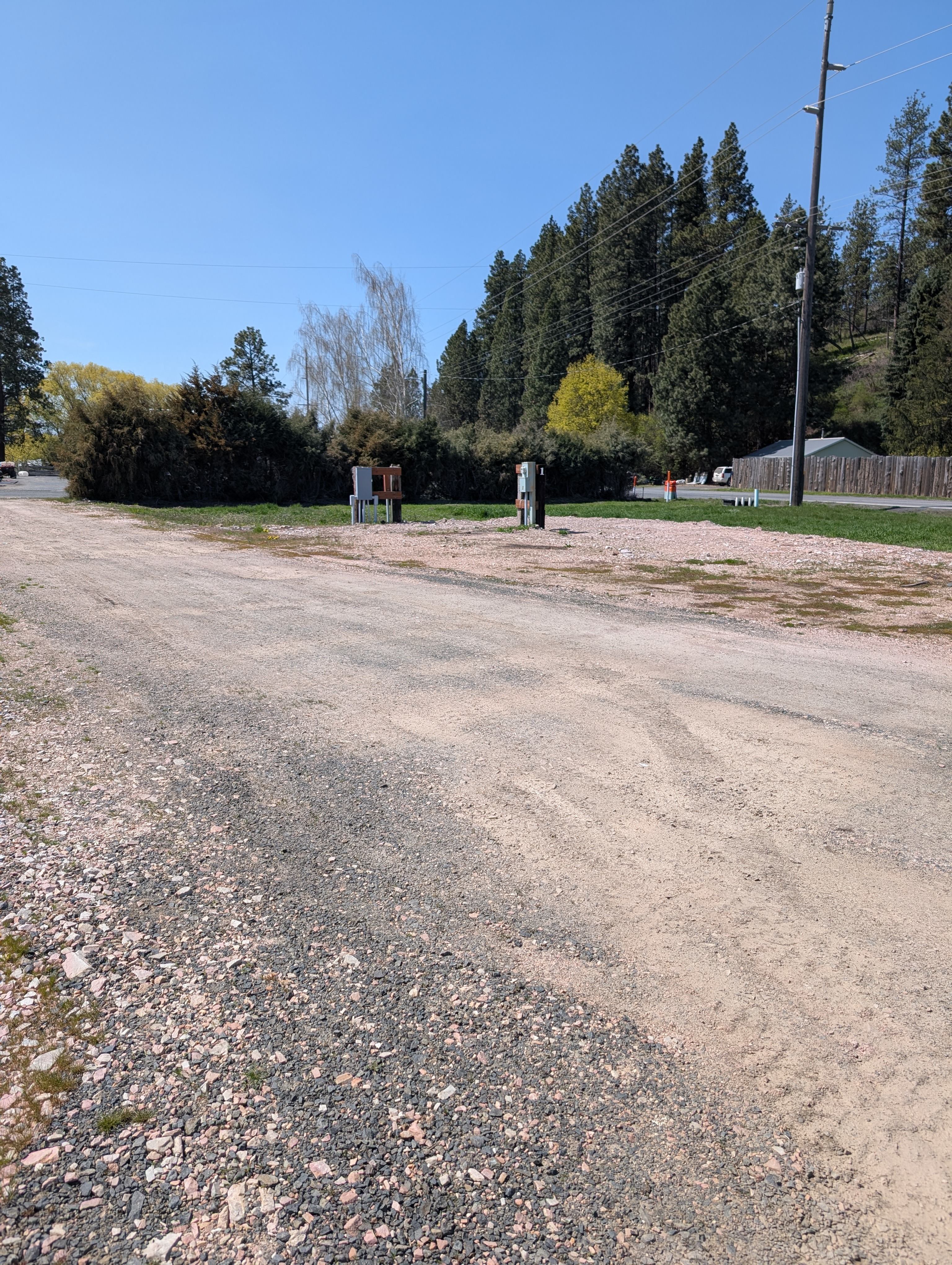 Site 1: gravel lot, water, sewer, and electric hookups!