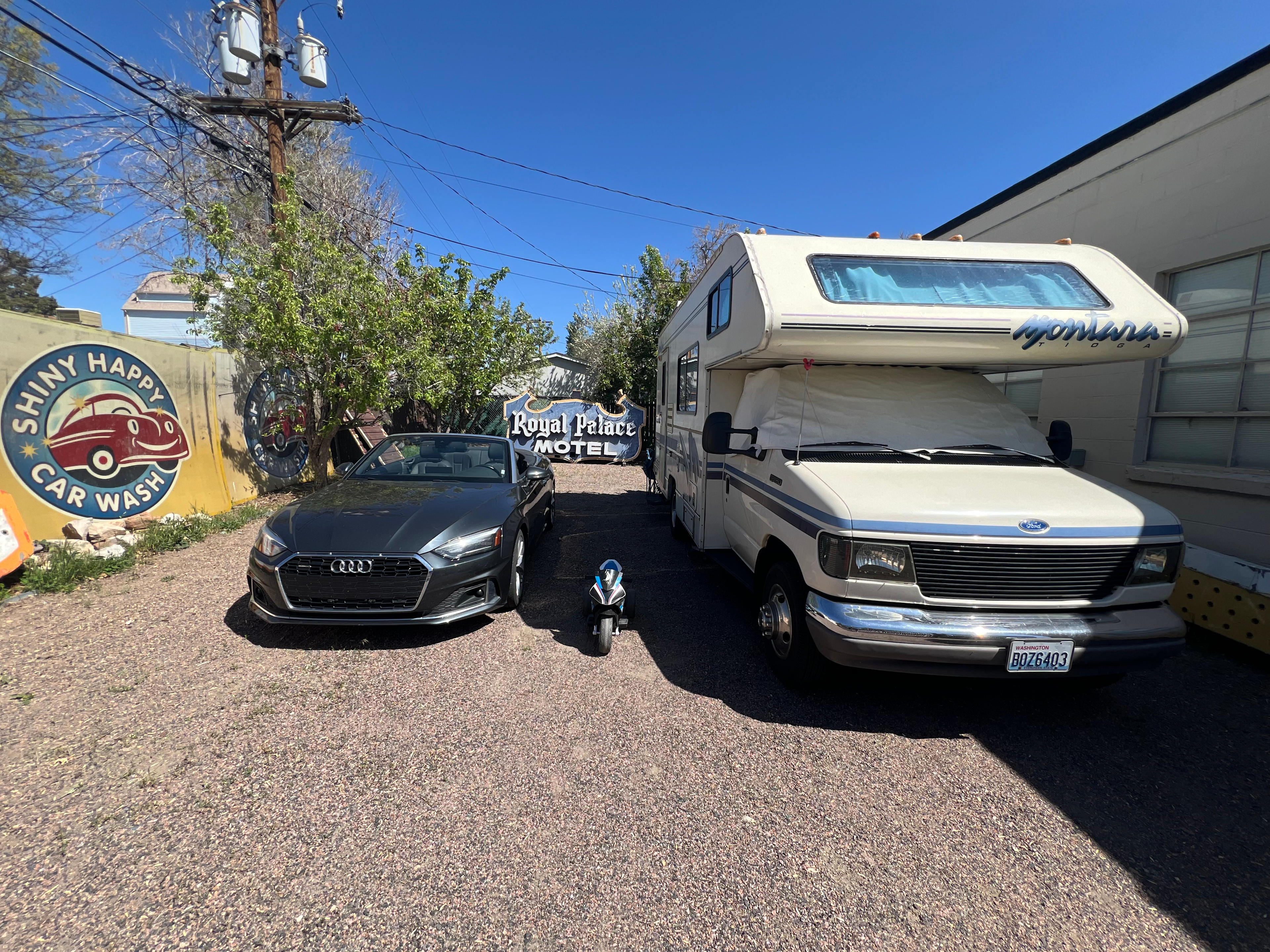We were able to park both our motorhome and rental car in the fenced and locked gated lot easily