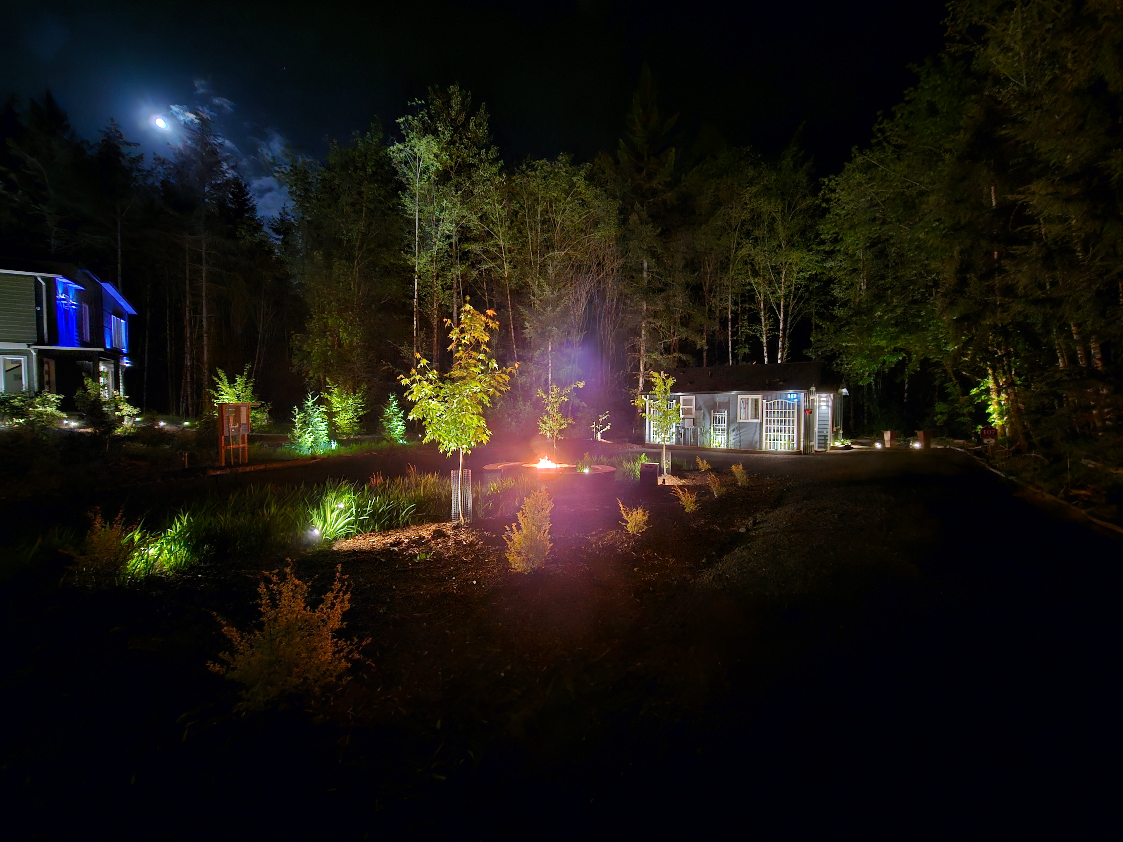 Propane fire pit at night