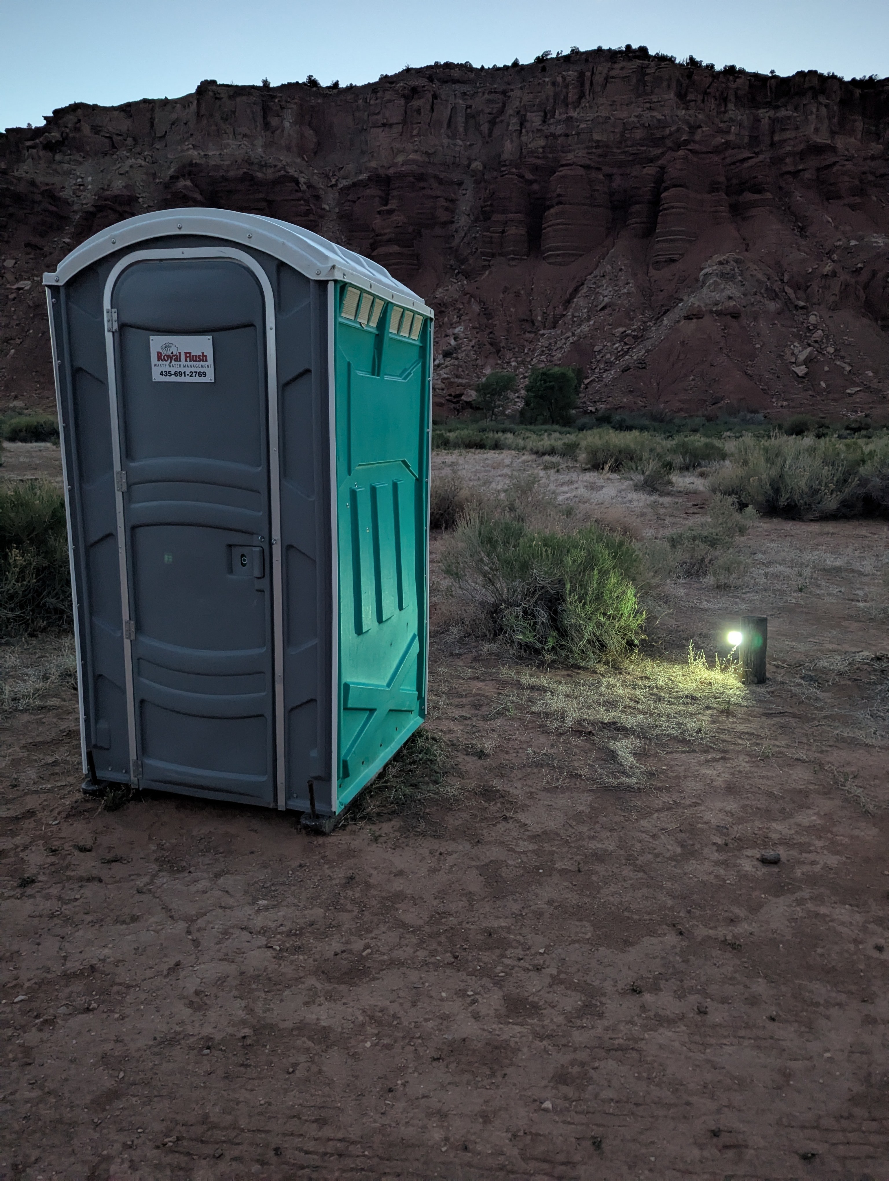 Light on the Porta Potty 