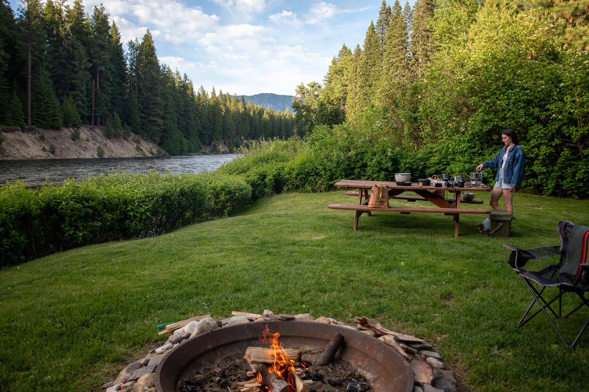 Making dinner at the site